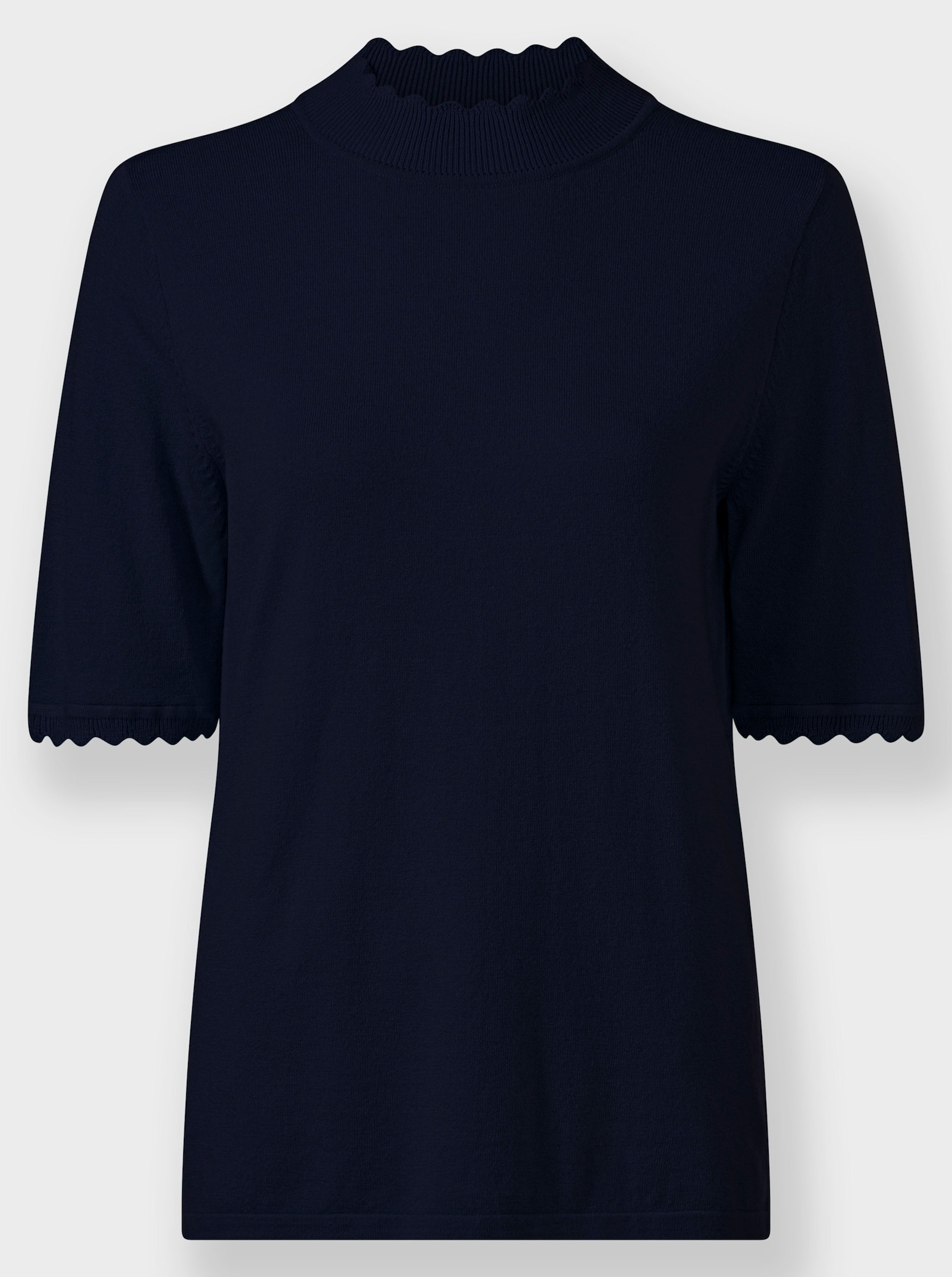 Kurzarmpullover mit Wellenkanten - marine