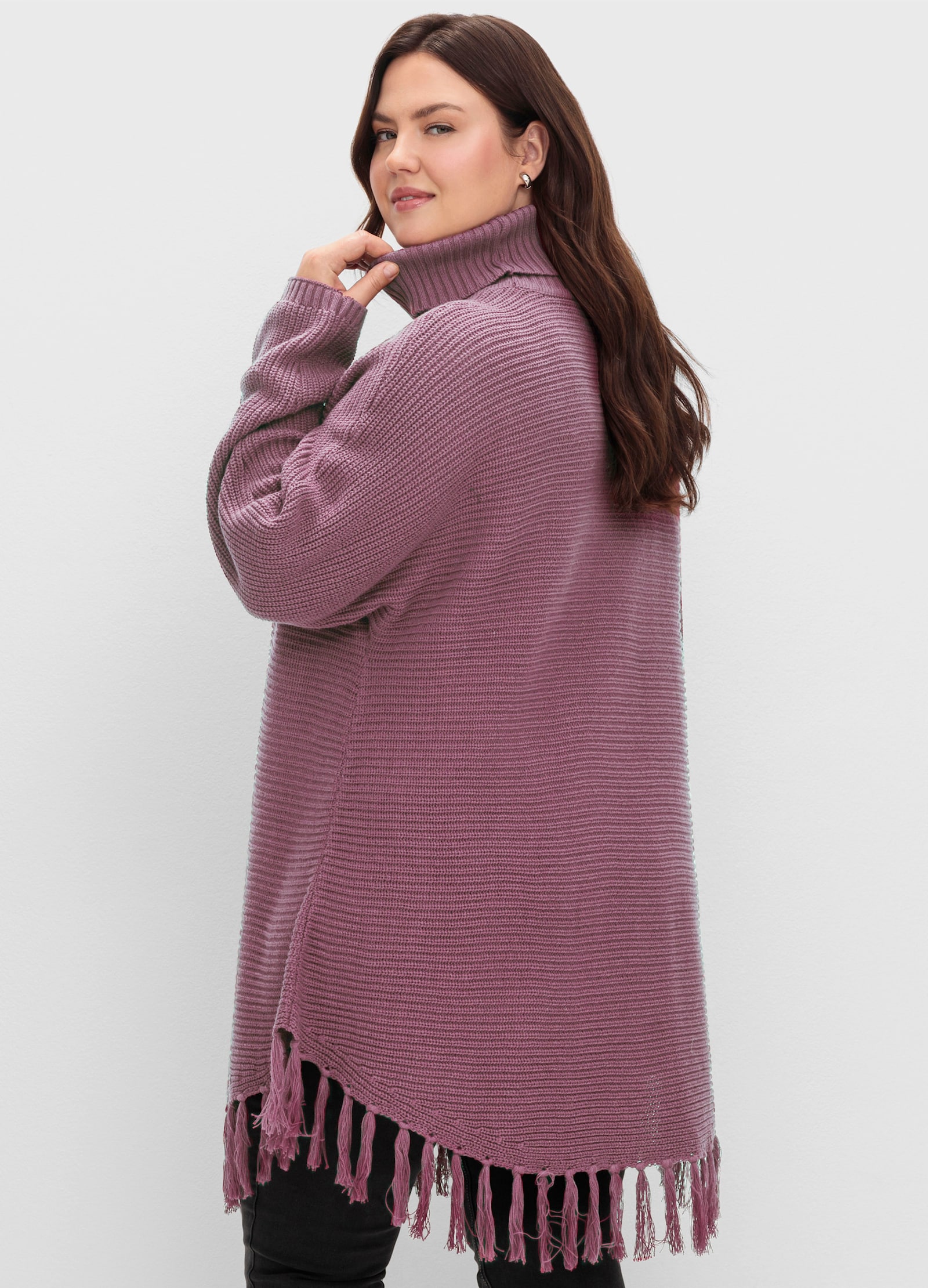 sheego Strickpullover in Ponchoform - mauve