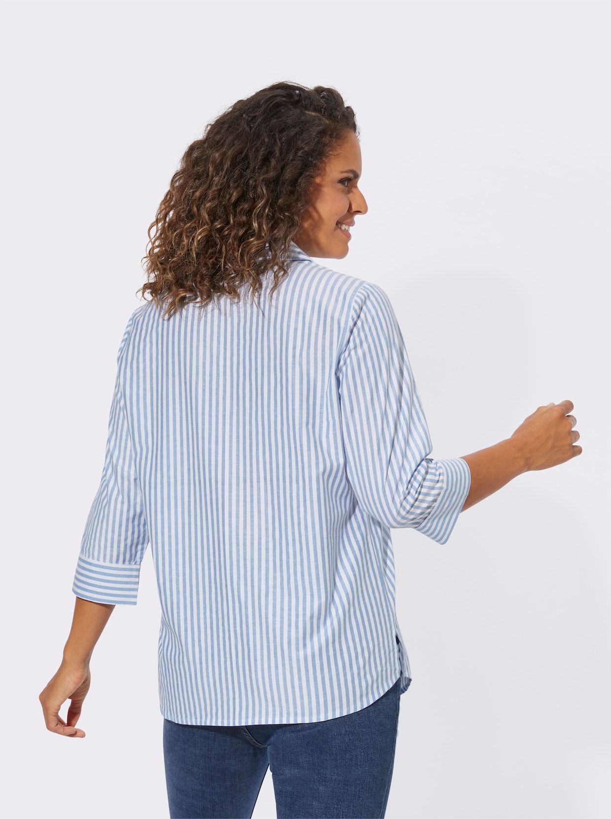 Blouse - bleu/wit gestreept