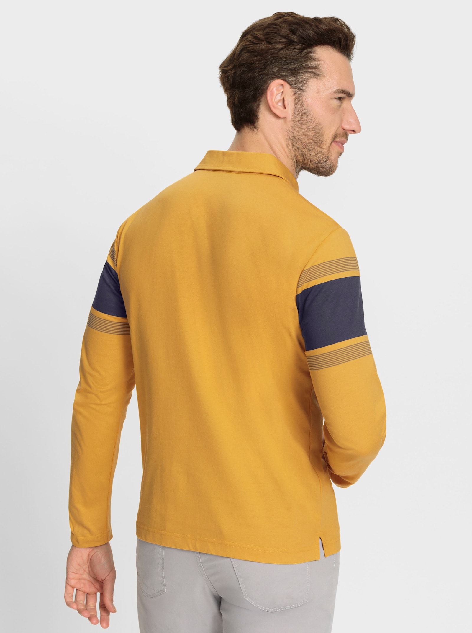 Catamaran Langarmshirt aus Baumwolle, gestreift - ocker-gestreift