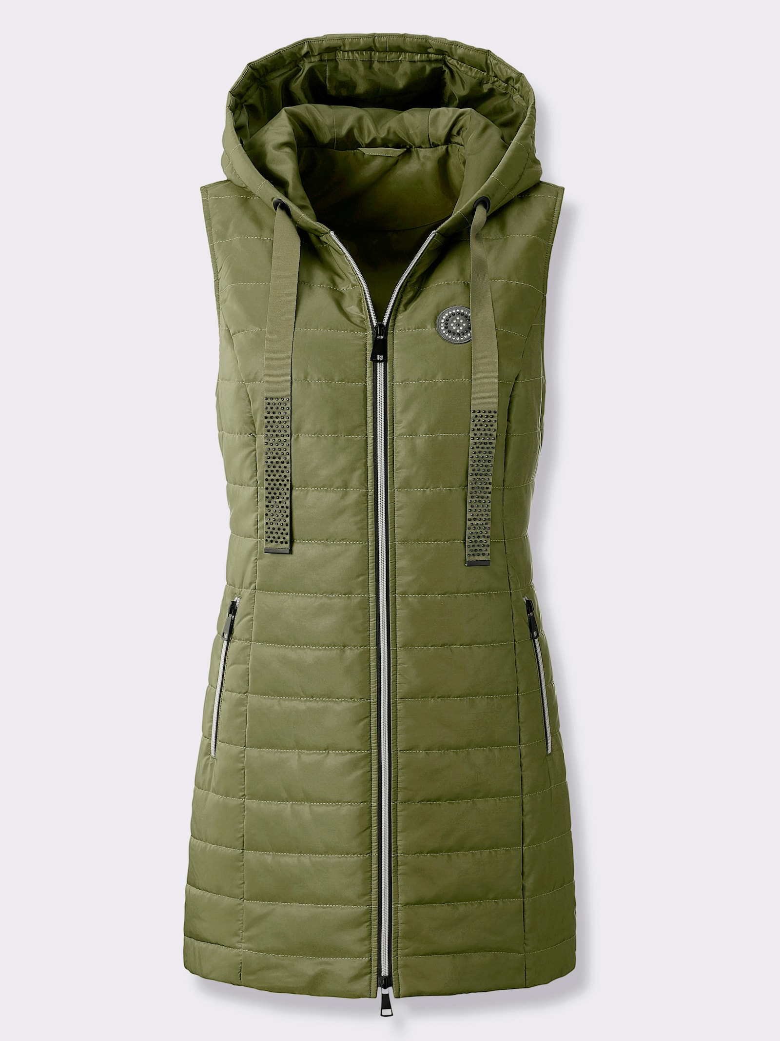 Longweste , auf Taillenhöhe weitenregulierbar - oliv