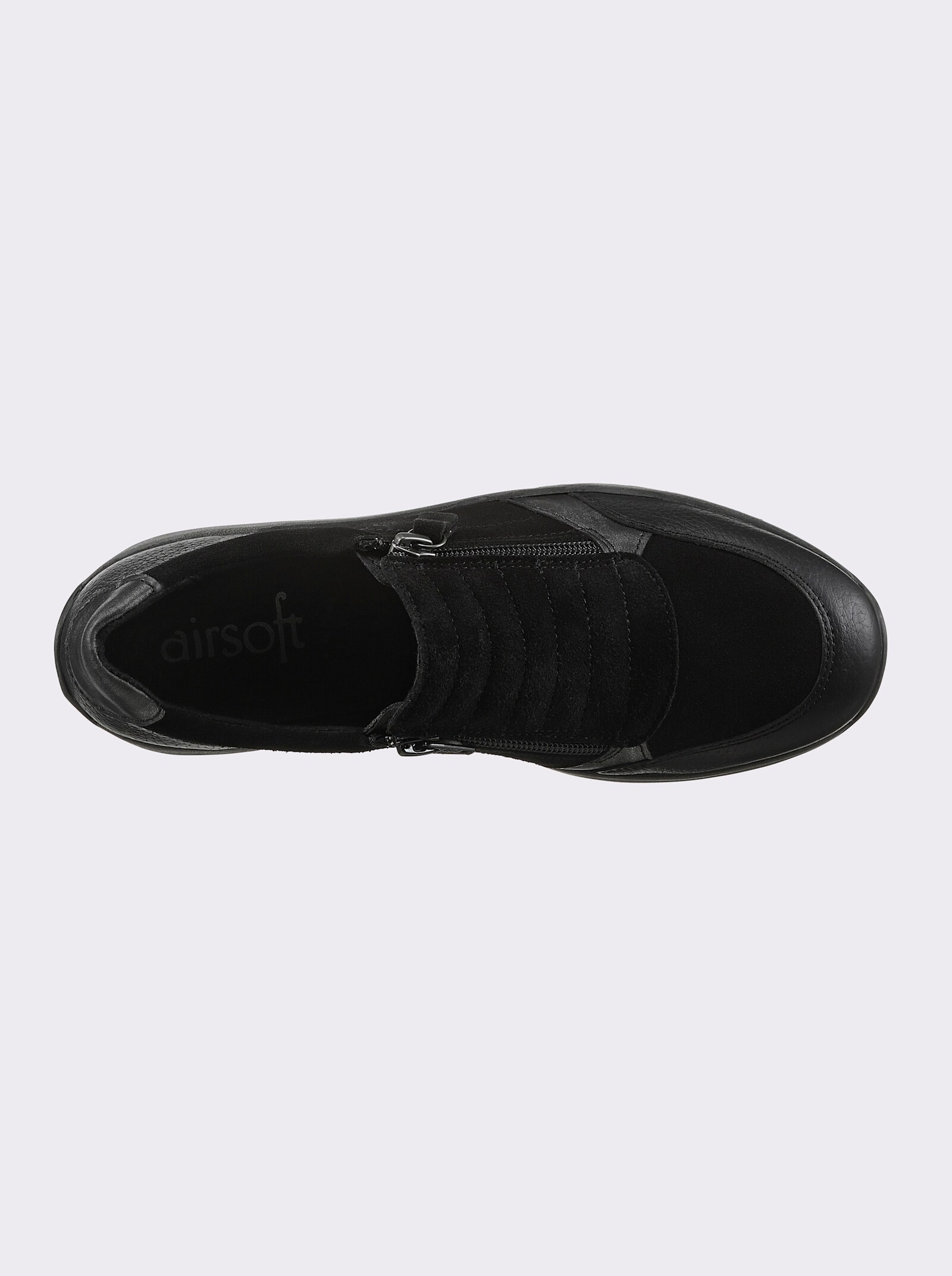 airsoft modern+ Slipper mit doppeltem Reißverschluss - schwarz