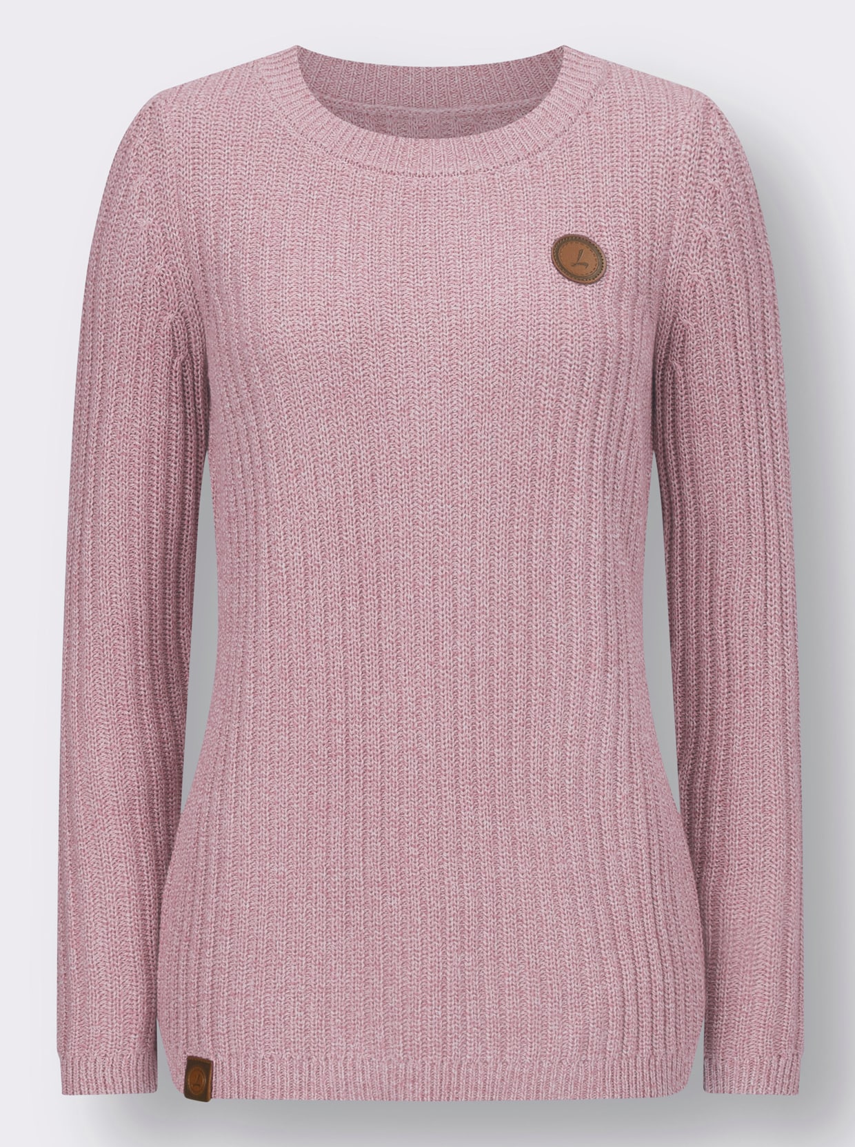 Pullover - mauve-weiss-meliert