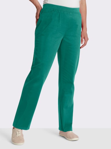 Stretch-Jeans mit Rundum-Dehnbund - smaragd