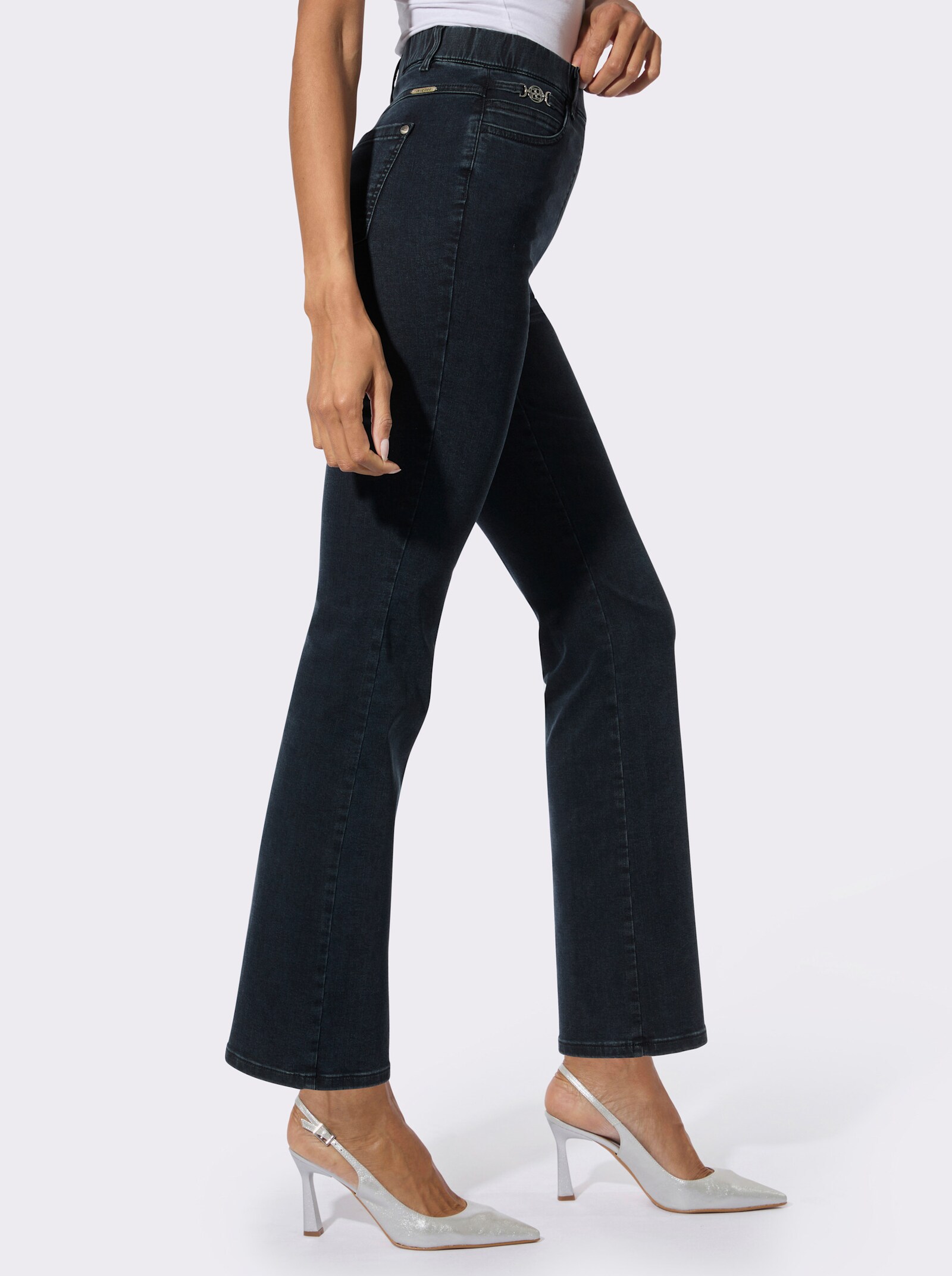 Stretch-Jeans im Bootcut-Style - darkblue-stone-washed