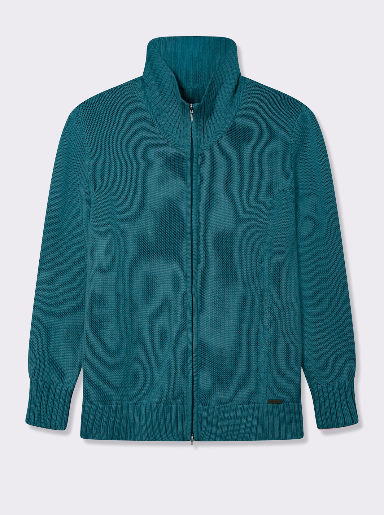 Strickjacke mit 2-Wege-Reißverschluss - petrol