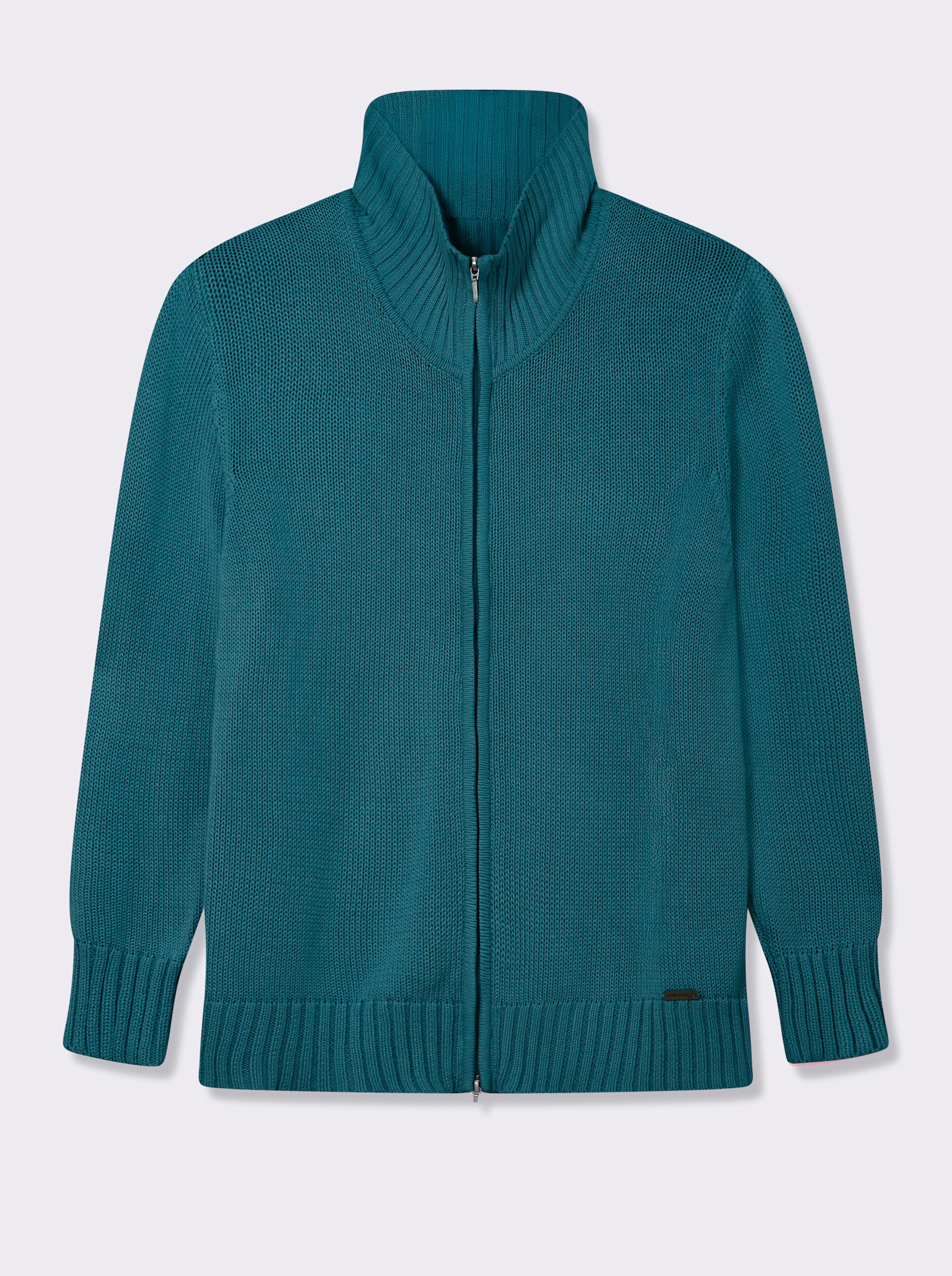 Strickjacke mit 2-Wege-Reißverschluss - petrol