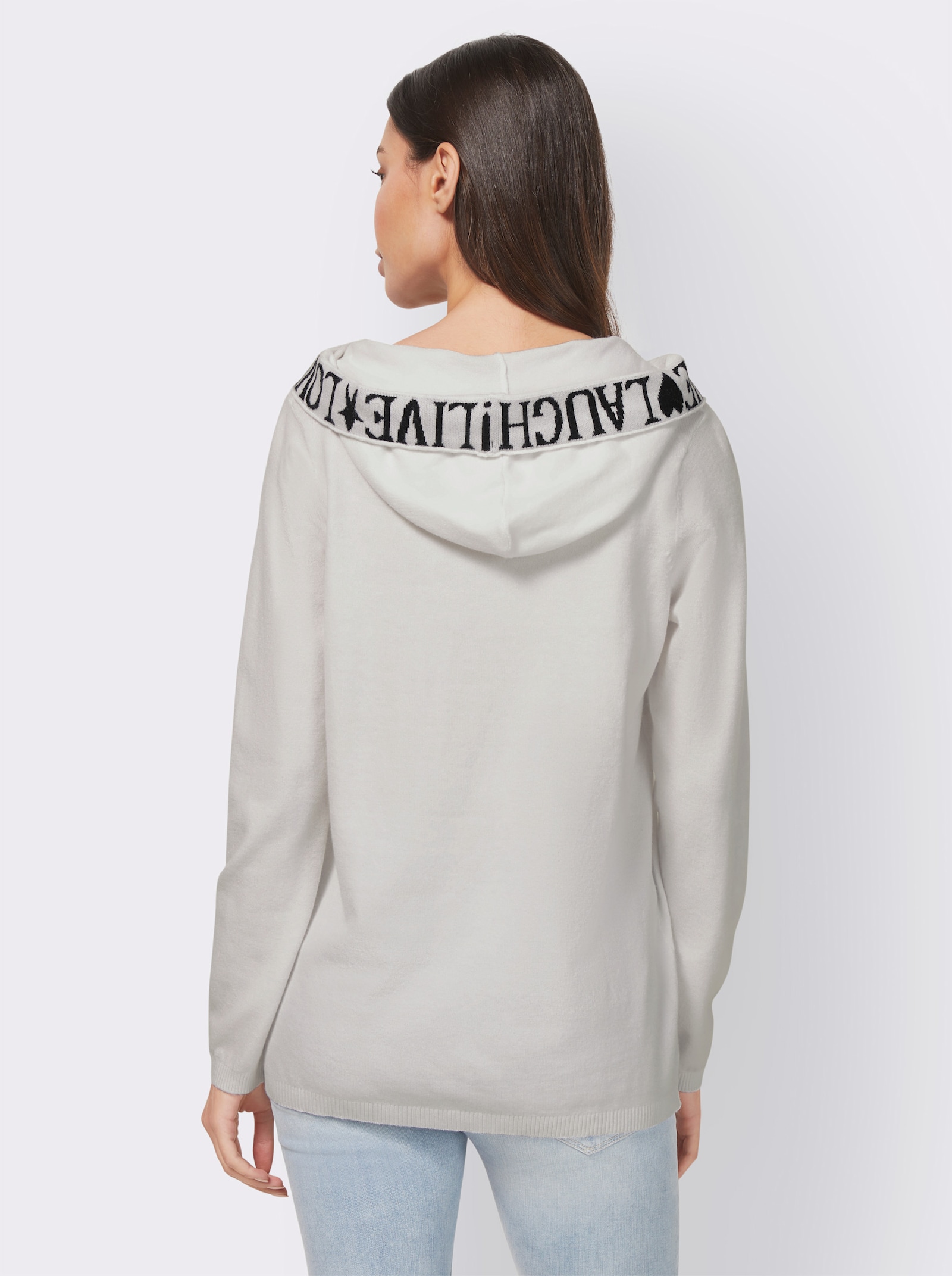 heine Kapuzenpullover mit Schriftzug - ecru