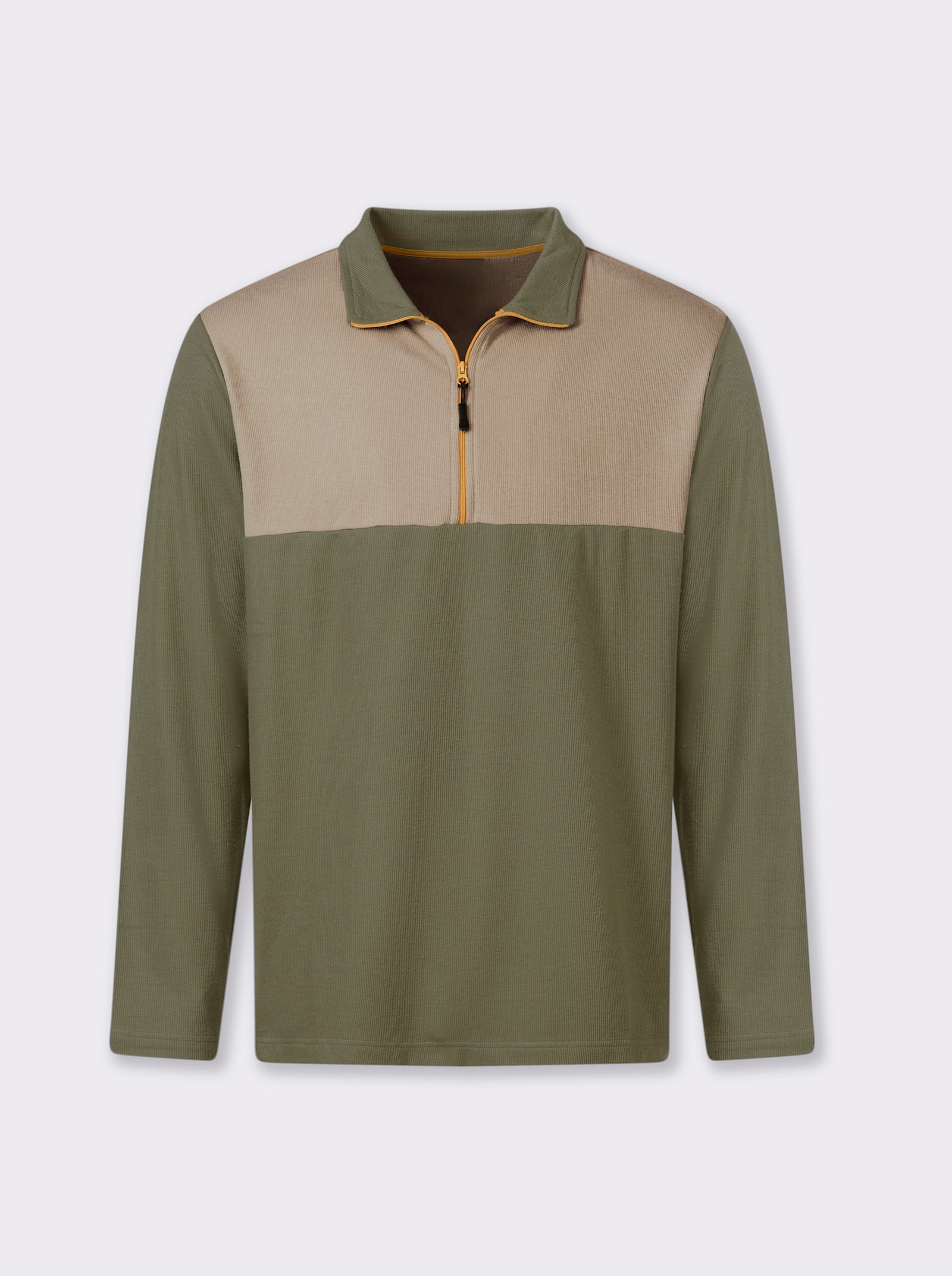 Catamaran Langarmshirt mit Troyerkragen - khaki