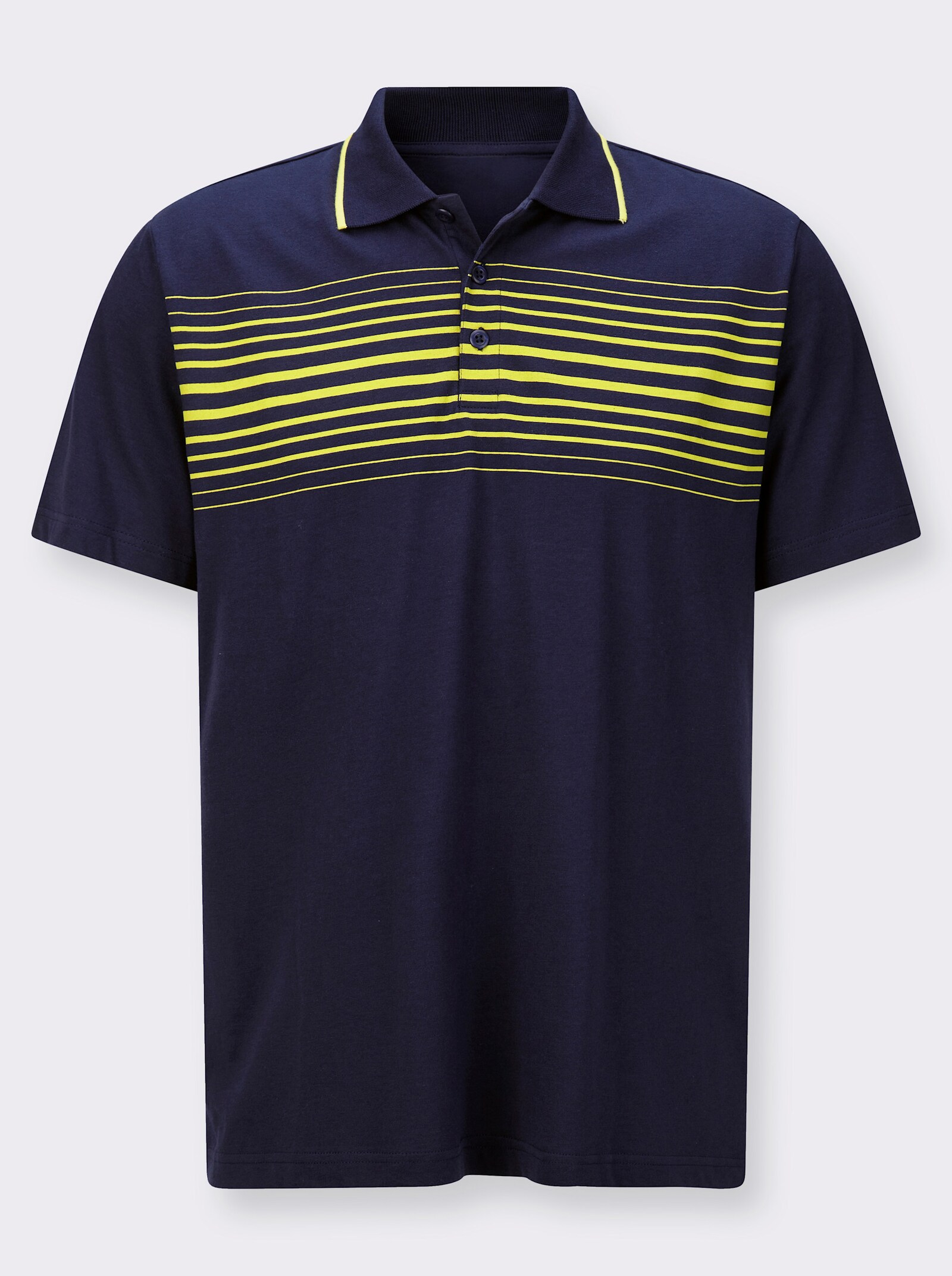 Poloshirt mit schmalen Kontraststreifen - marine