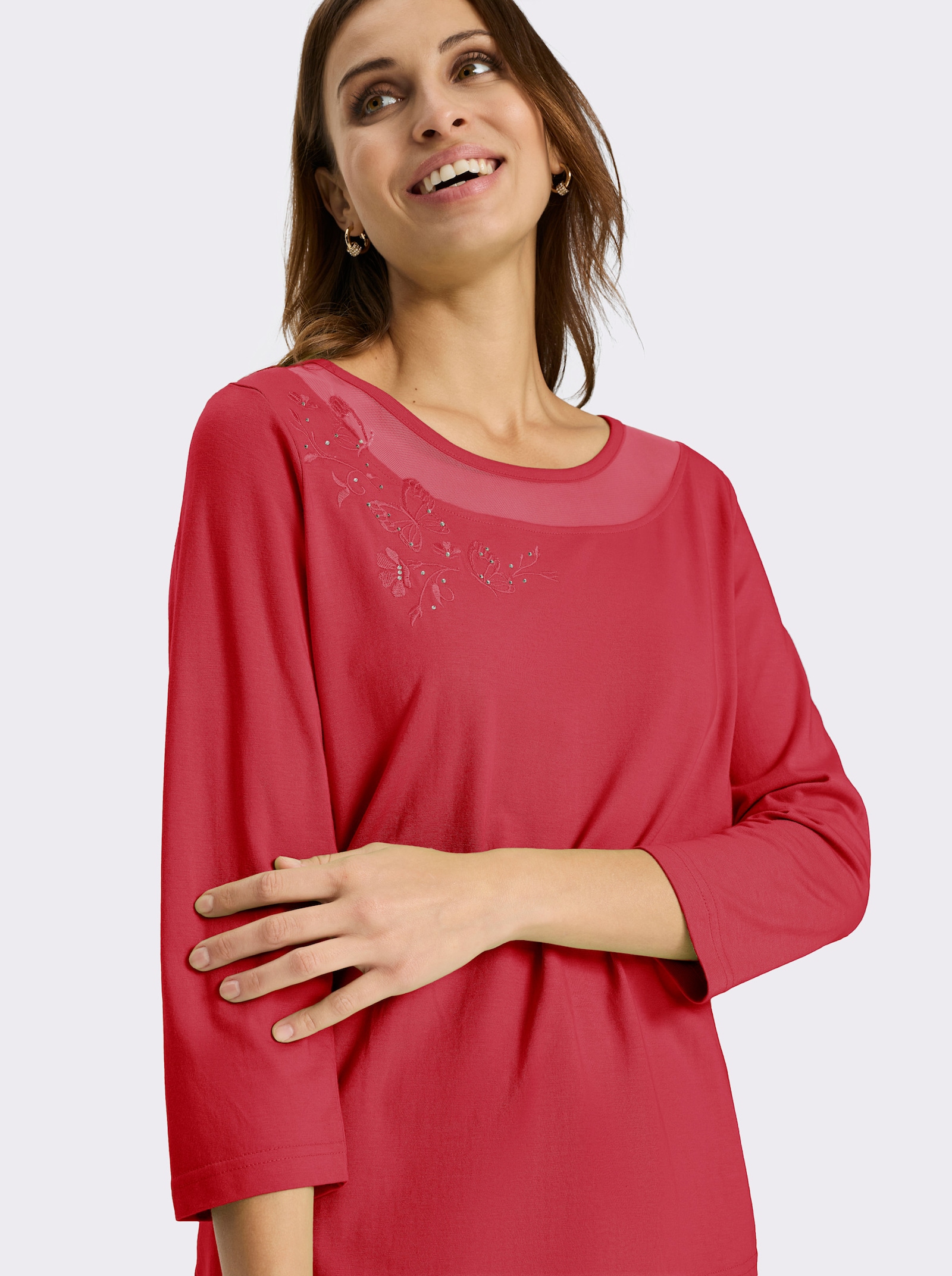 Tričko, krátke rukávy, potlač-motýle - Jahodová