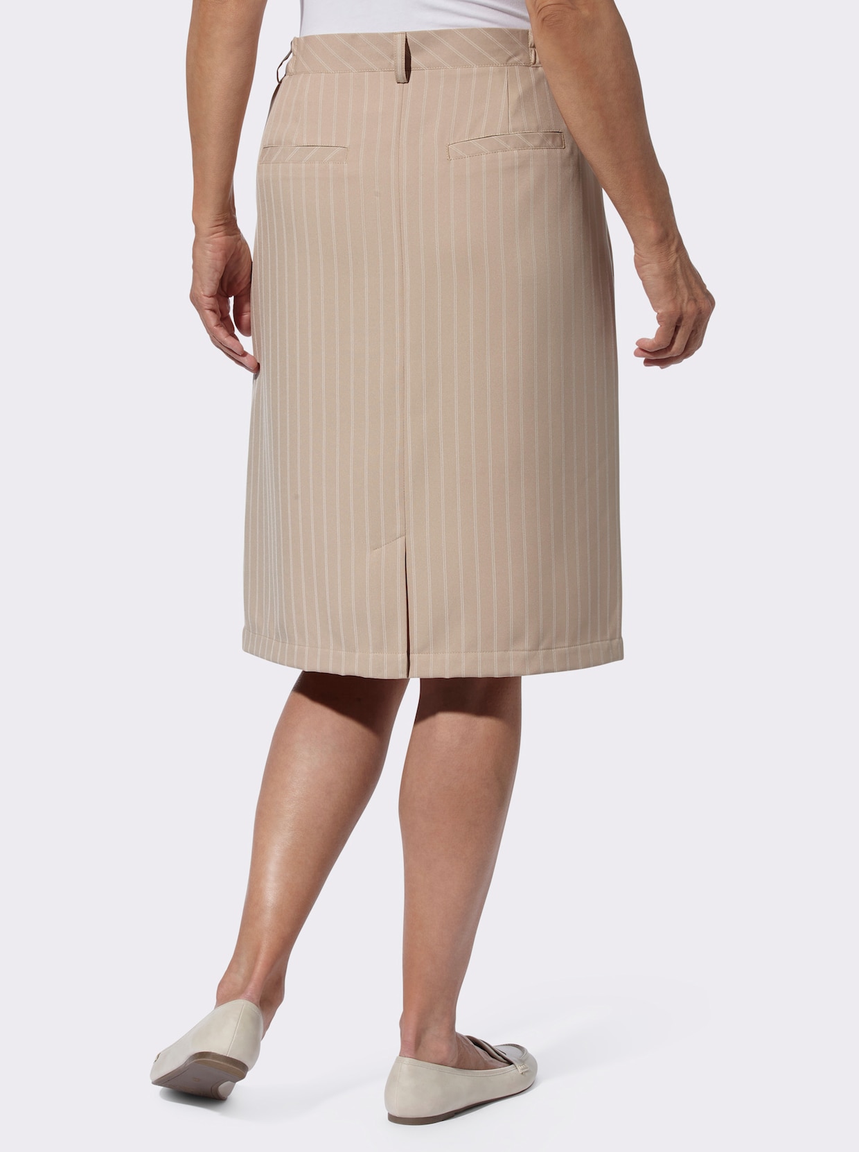 Kokerrok - beige/ecru gestreept