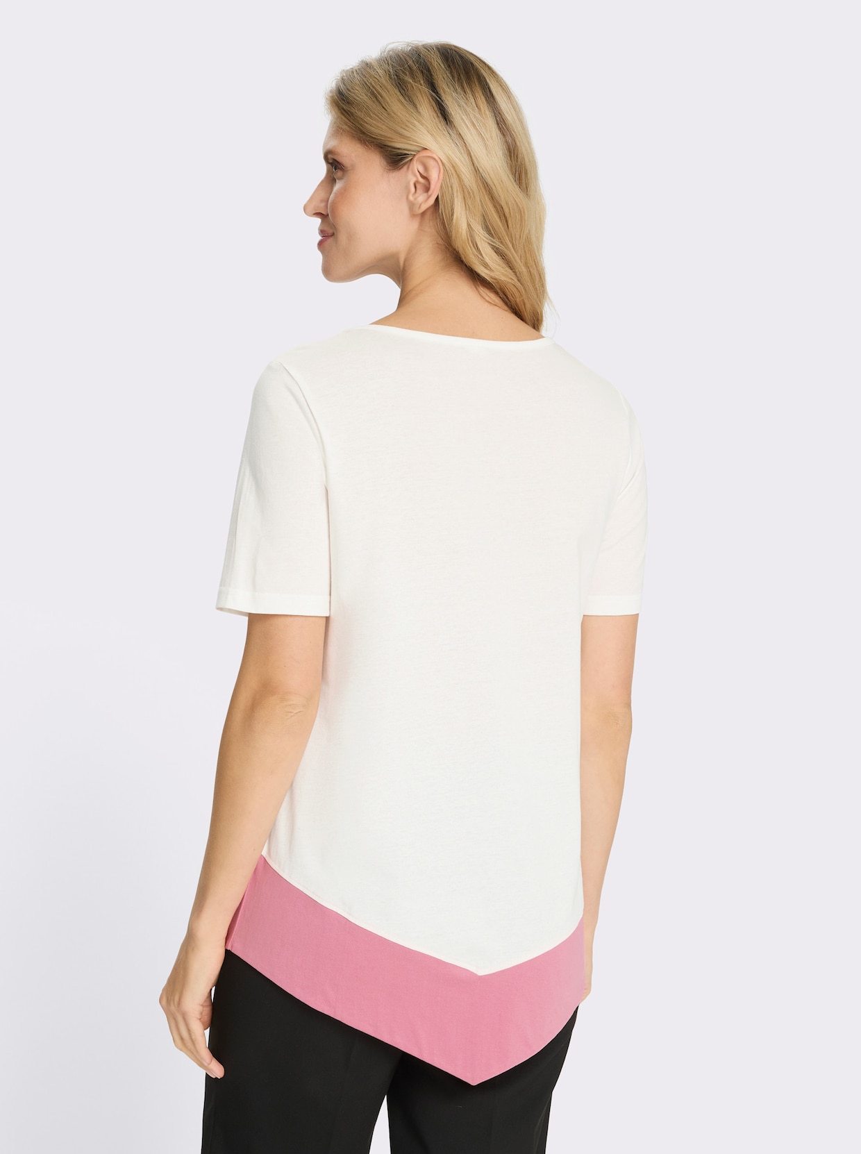 Tunikashirt mit Zipfelsaum - ecru-bedruckt