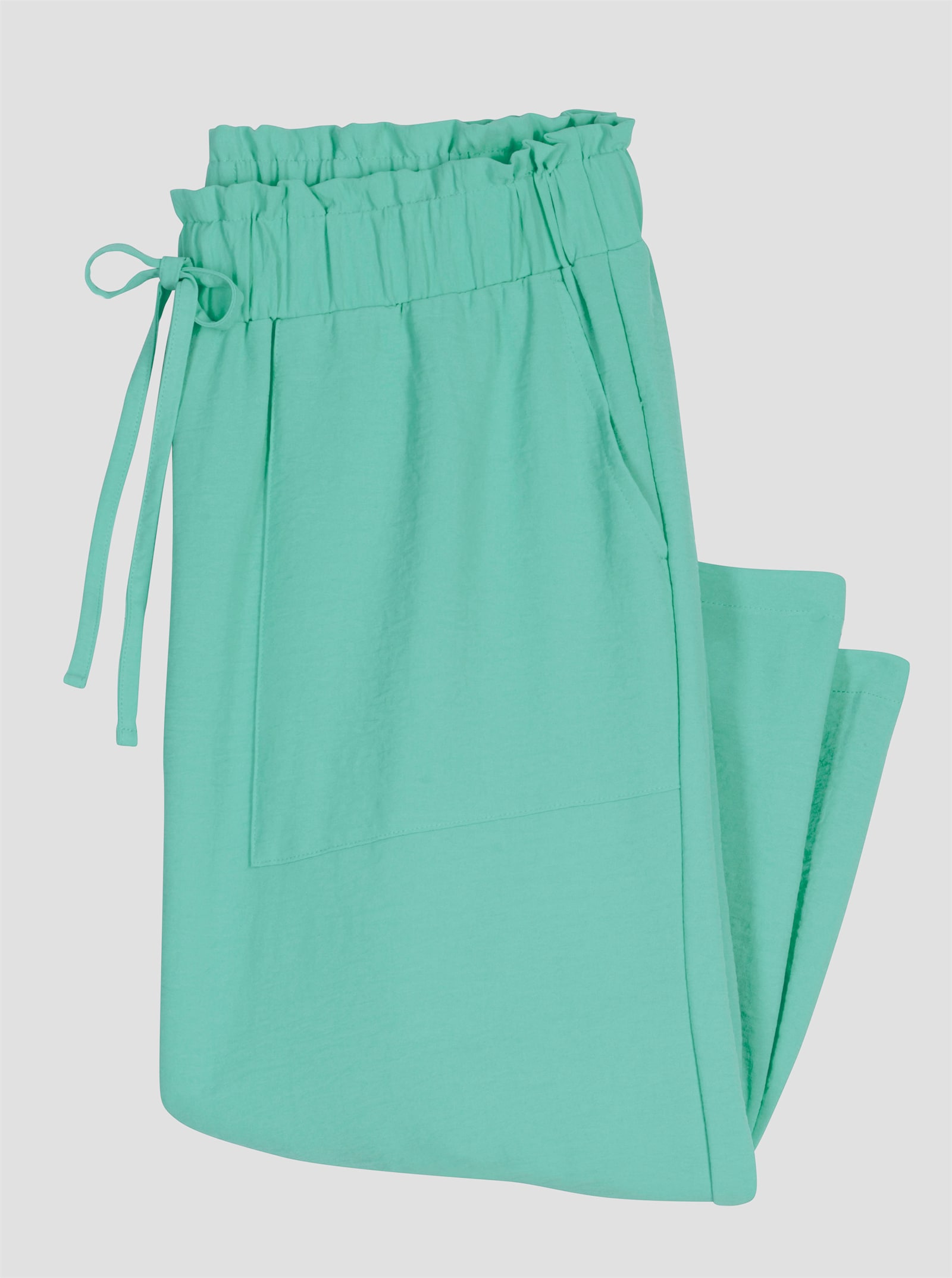 Schlupfhose in Leinen-Optik, weit geschnitten - blaugrün