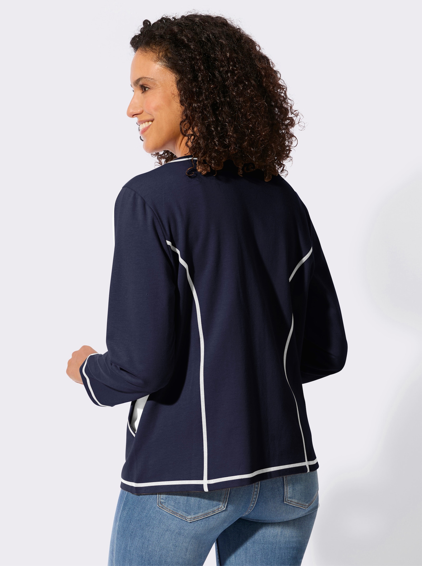 Shirtjacke - marine-ecru