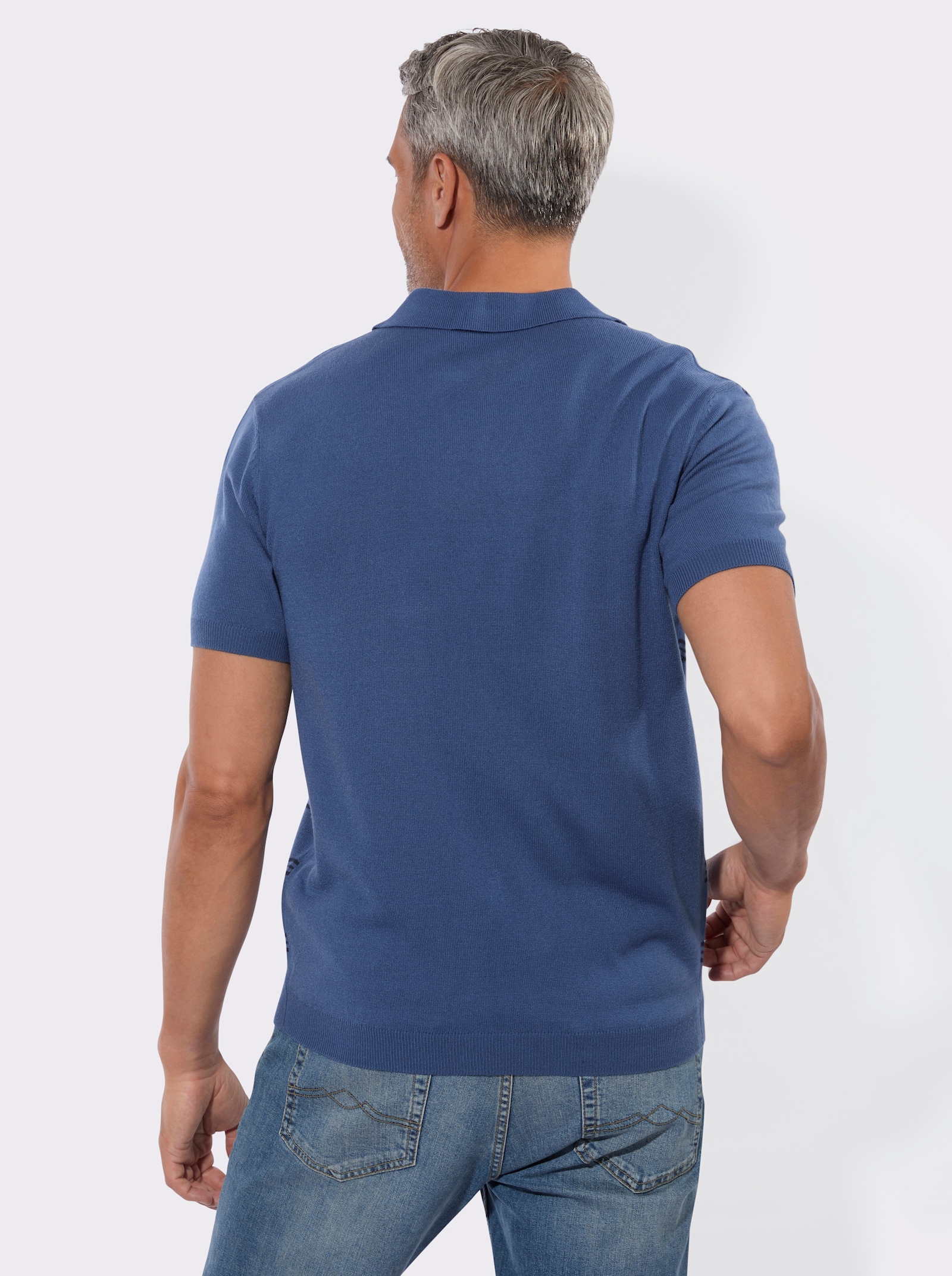 Polopullover mit Streifenmuster - jeansblau-marine