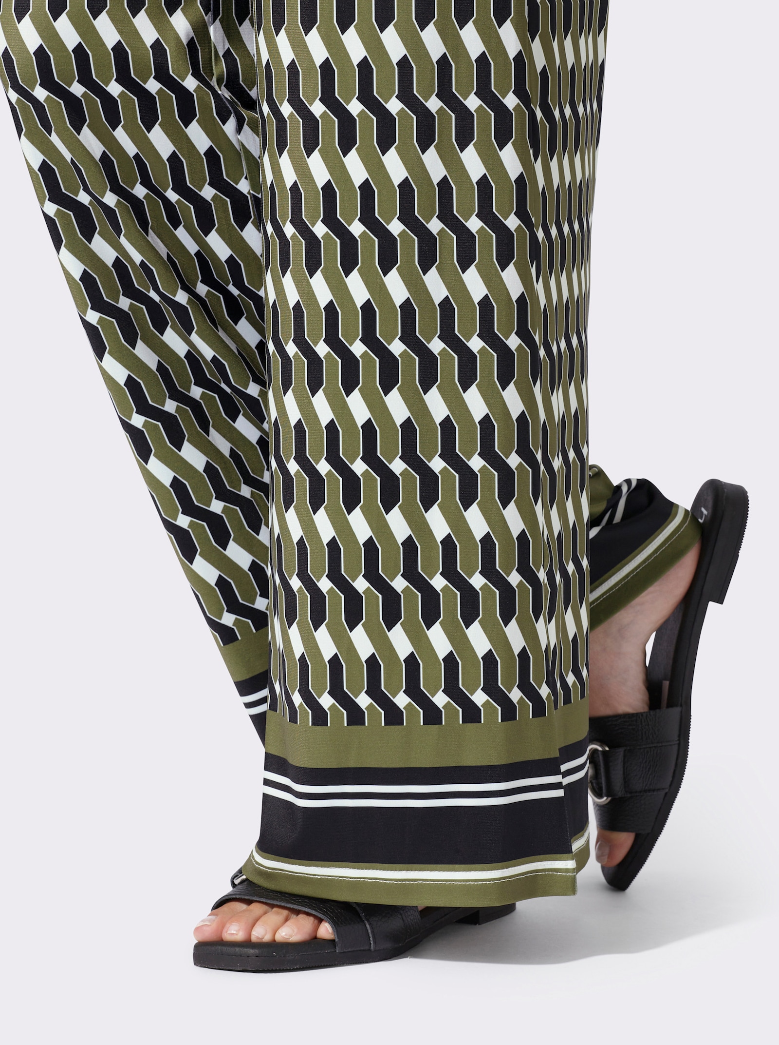 heine Schlupfhose - oliv-schwarz-bedruckt