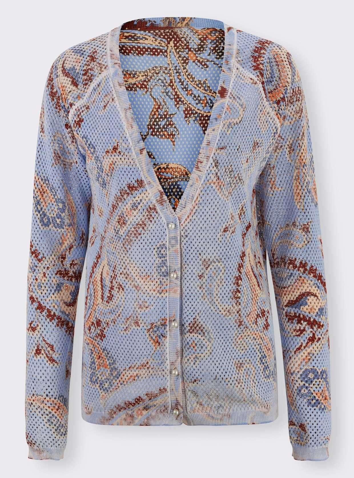 heine veste en tricot - bleu glacier-rouge-marron imprimé