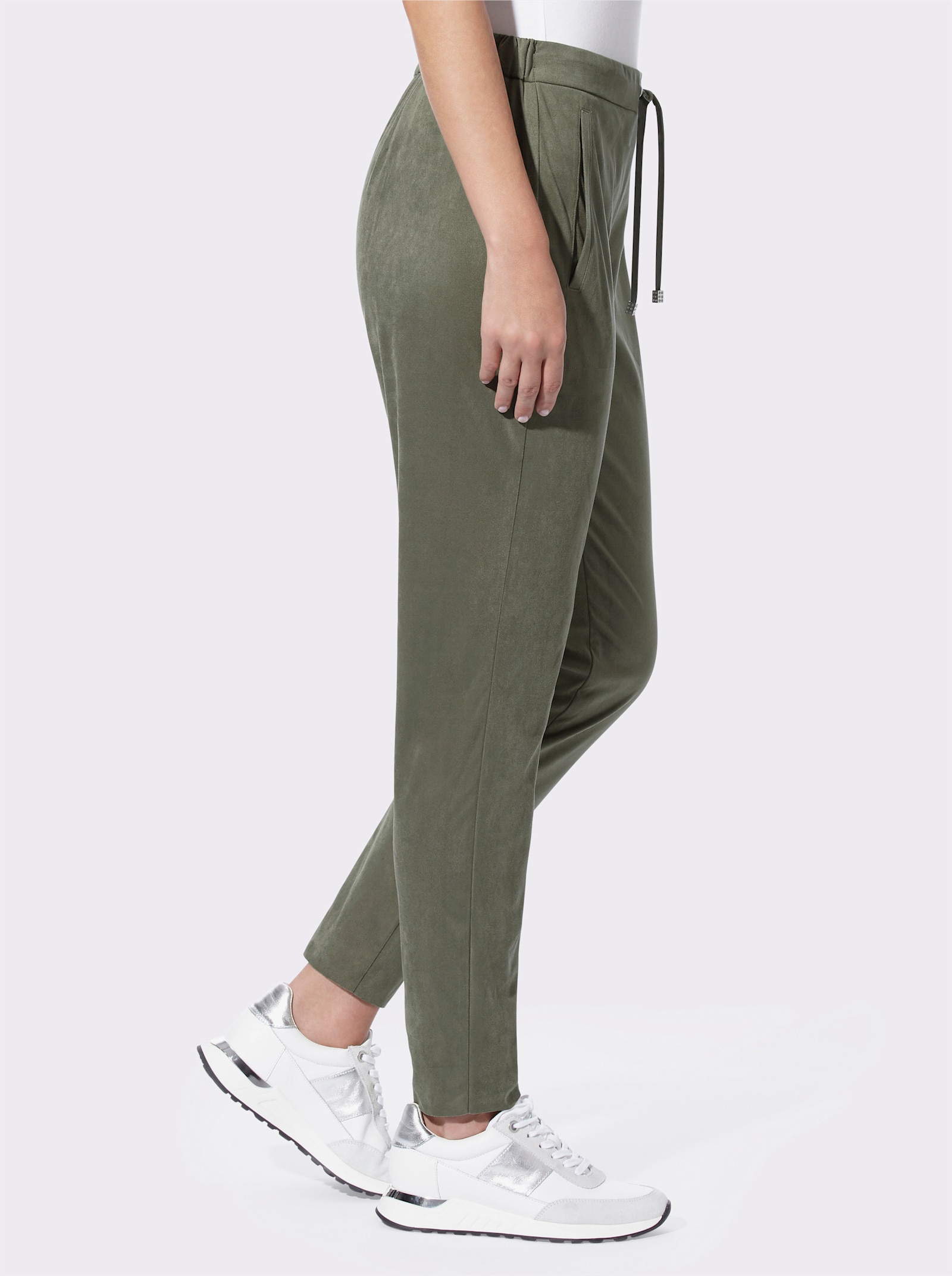 heine Jogg Pants in Wildleder-Optik - khaki