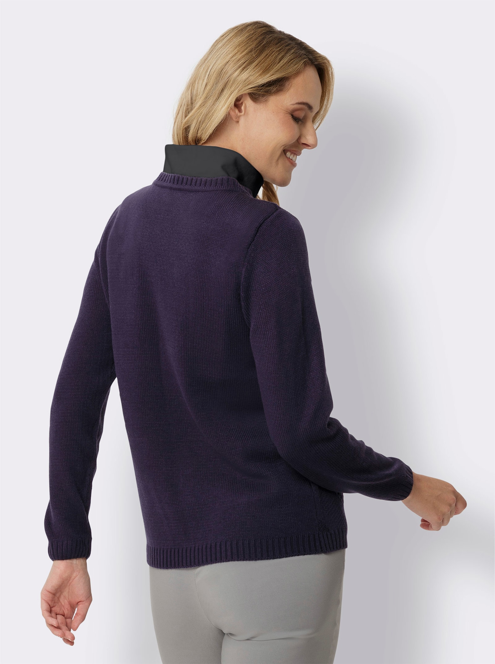 Rollkrageneinsatz aus Single-Jersey - schwarz