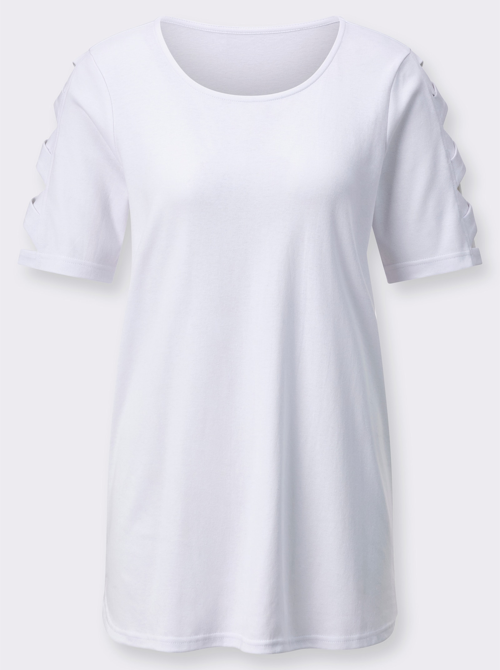 Longshirt Mit Bänderverzierung - weiß