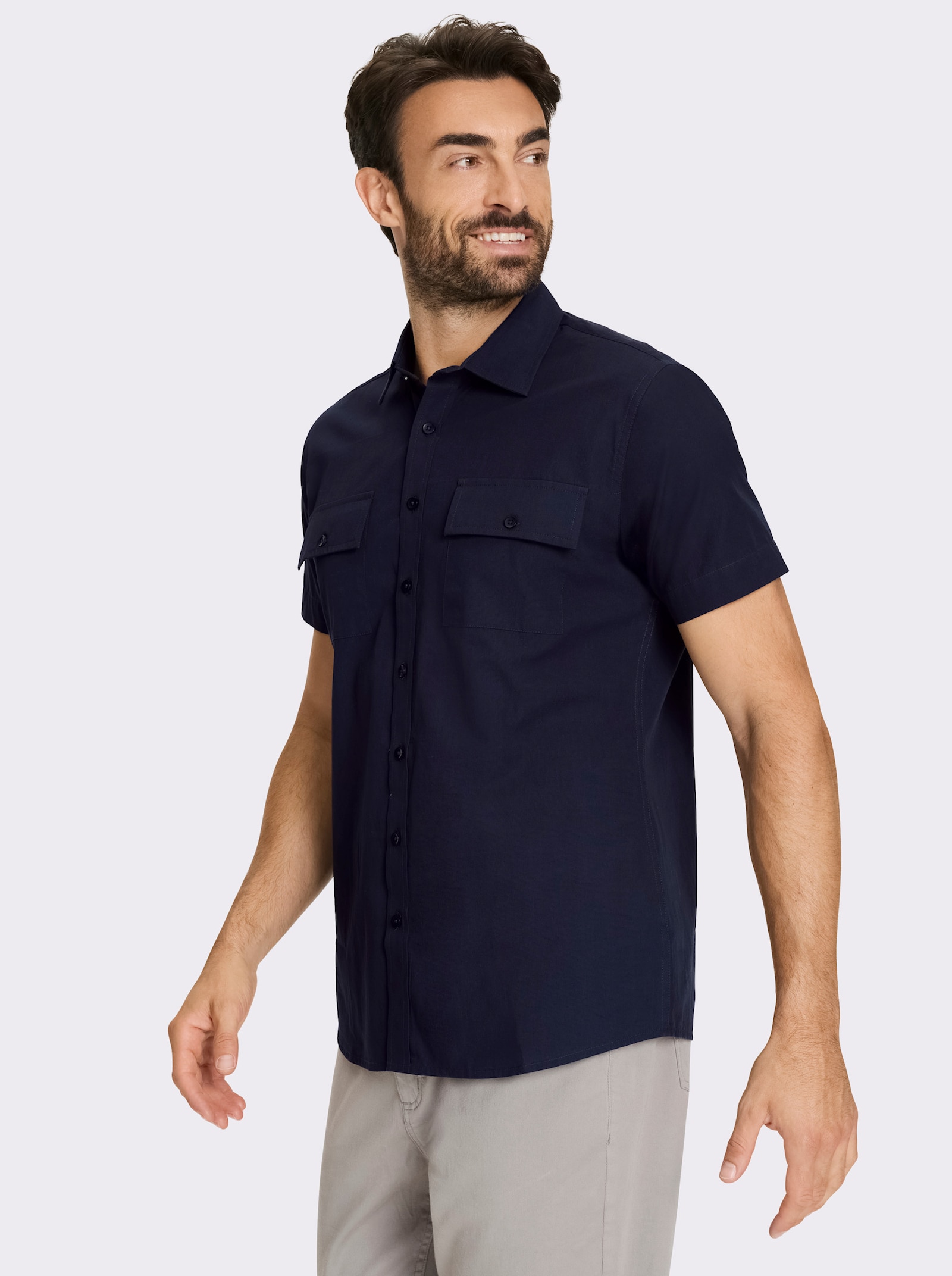 Catamaran Kurzarmhemd mit Pattentaschen - marine