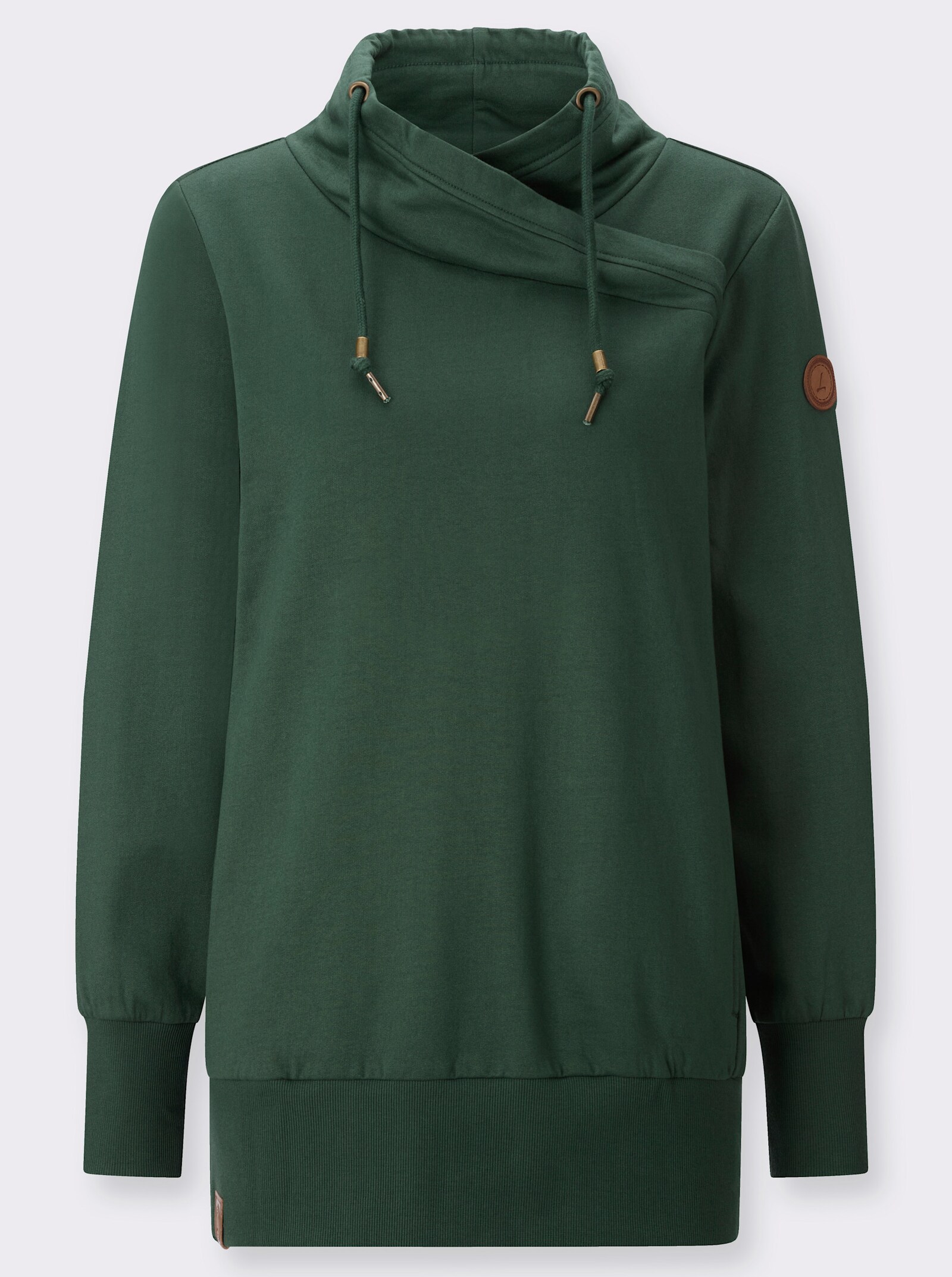 Sweatshirt mit asymmetrischem Kragen - moos