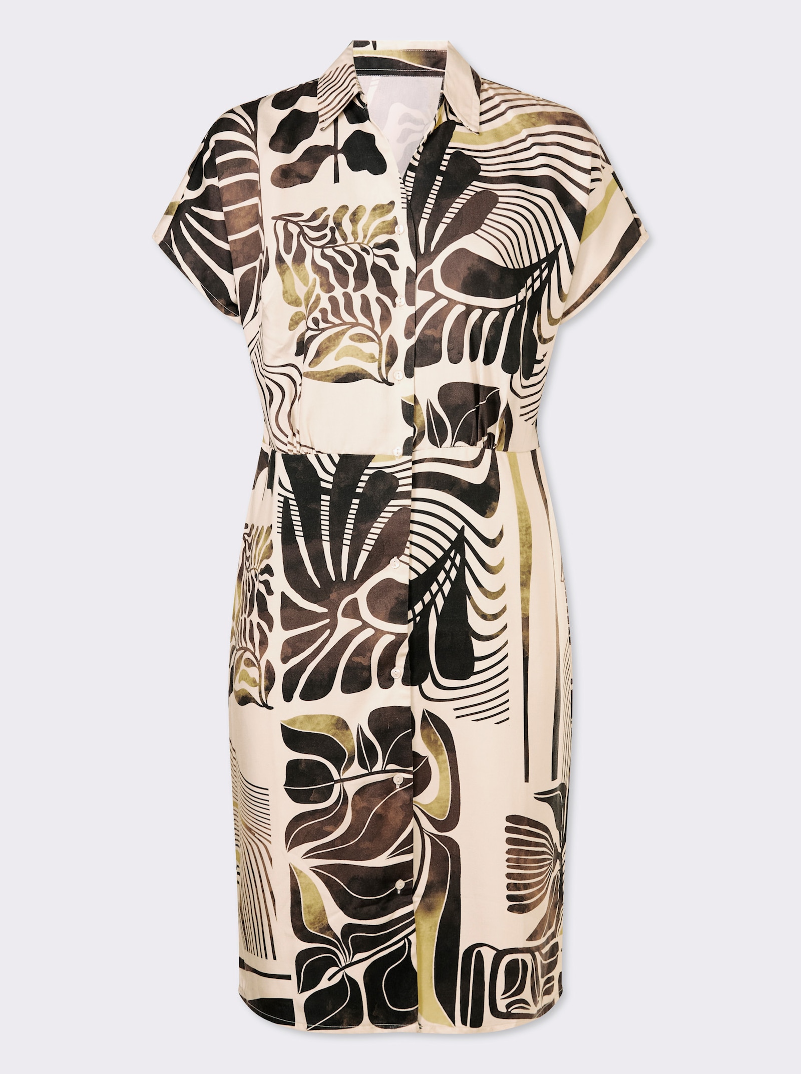 heine Druckkleid mit Kurzarm - champagner-schoko-bedruckt