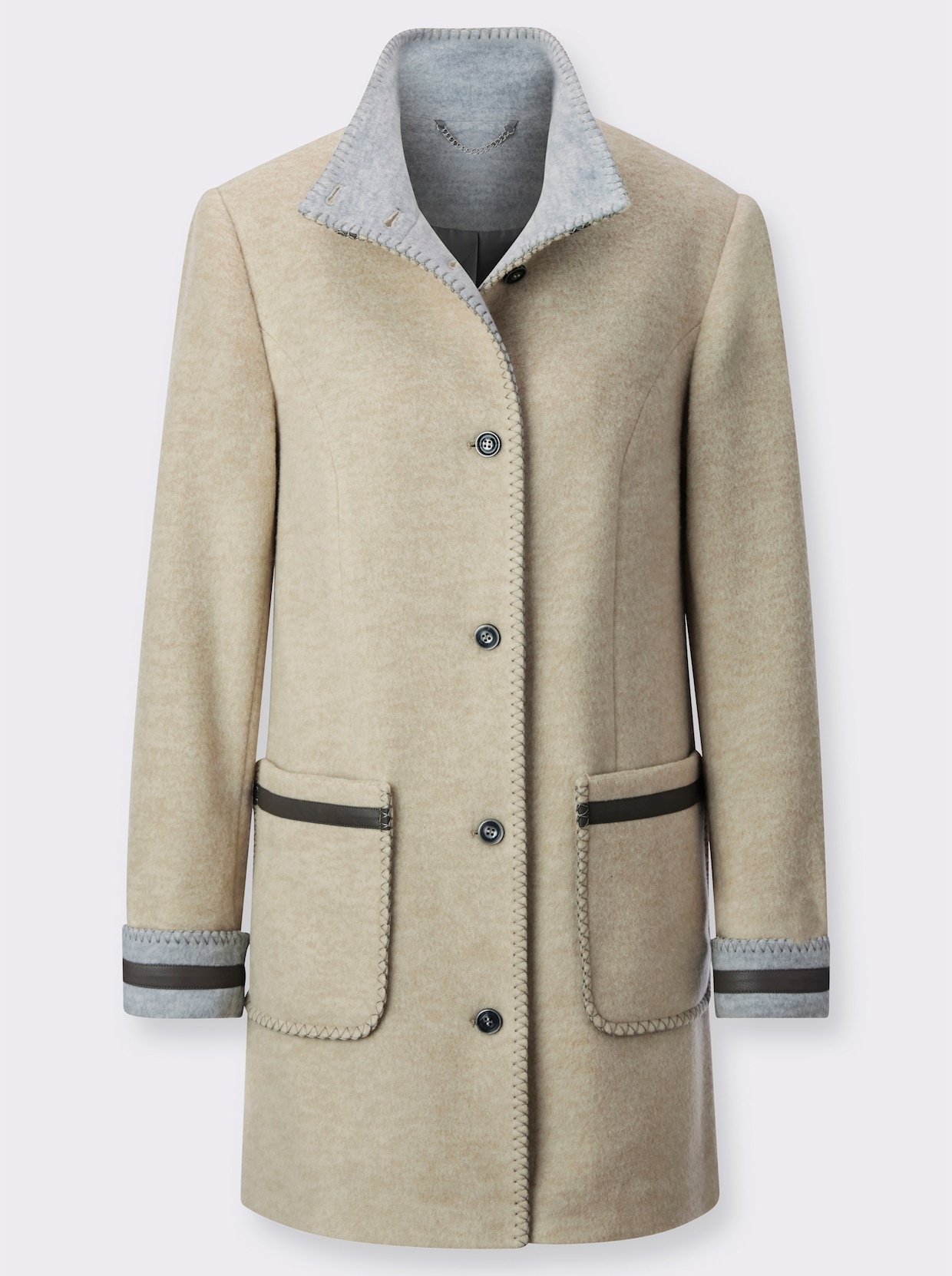 Jacke - beige-grau-meliert