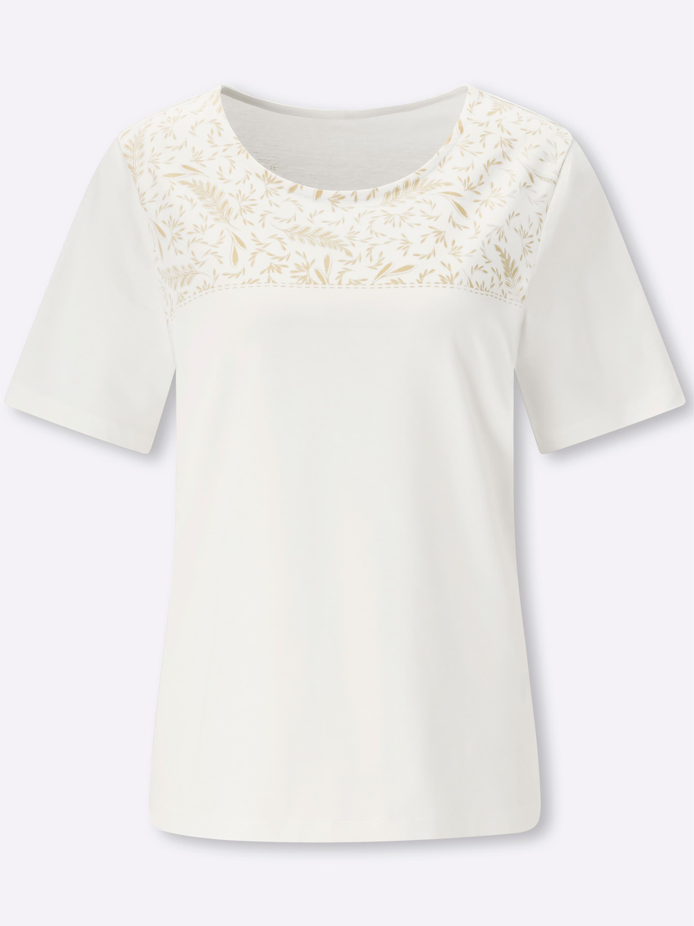 Damen Kurzarmshirt aus reiner Baumwolle ecru-sand, Größe 48 - Bild 2