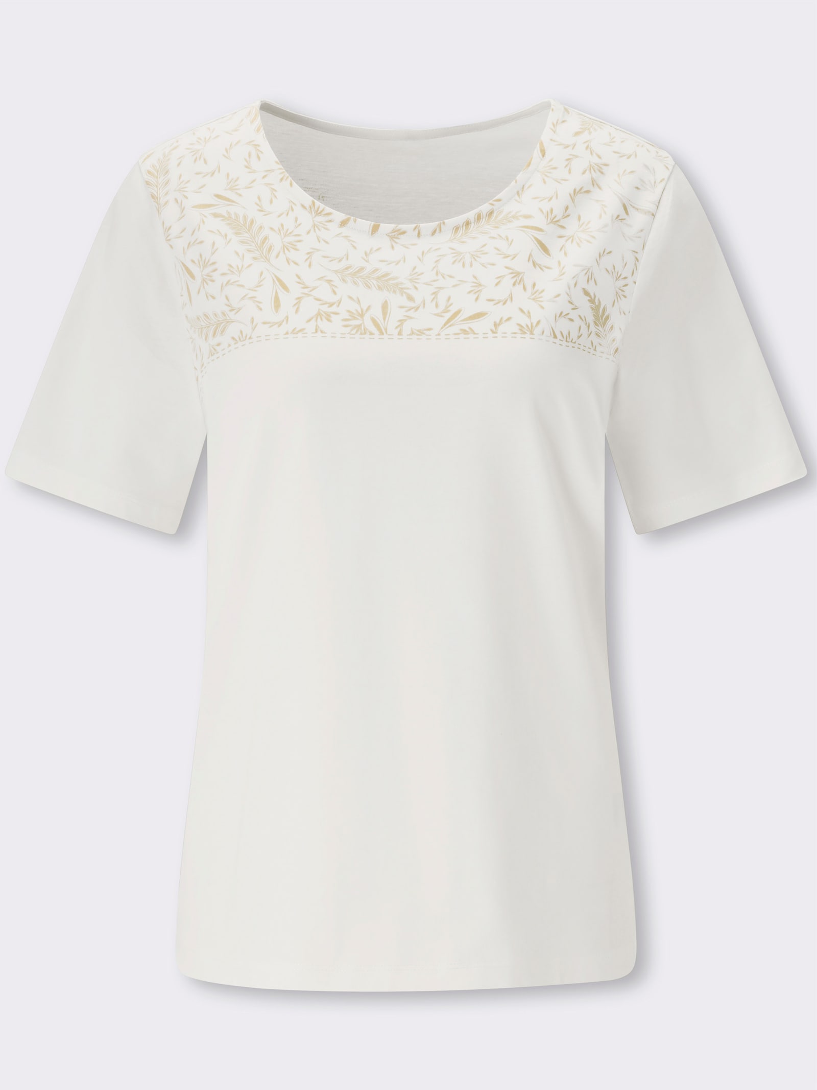 Kurzarmshirt aus reiner Baumwolle - ecru-sand