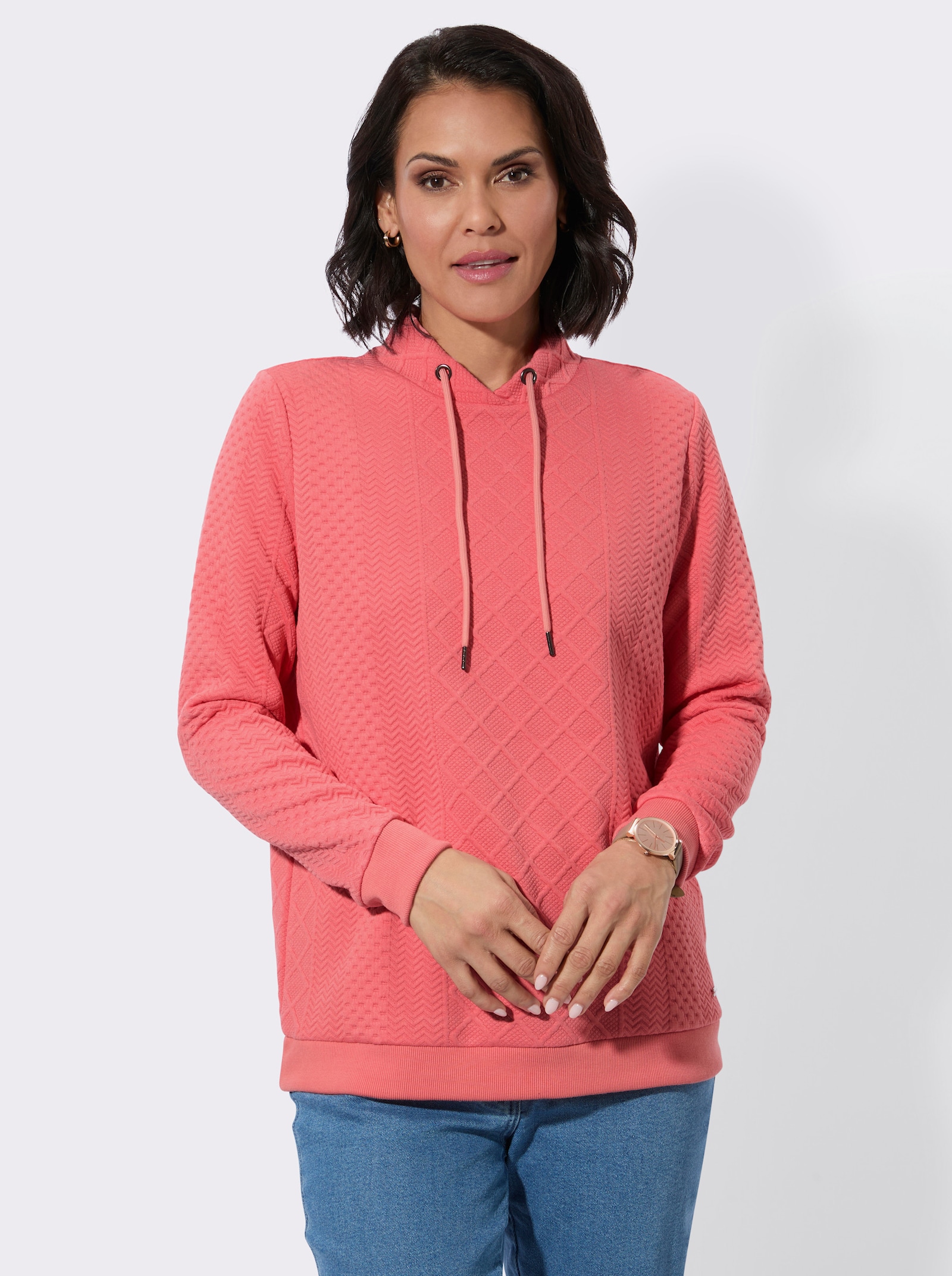 Sweatshirt mit überlappendem Stehkragen - flamingo