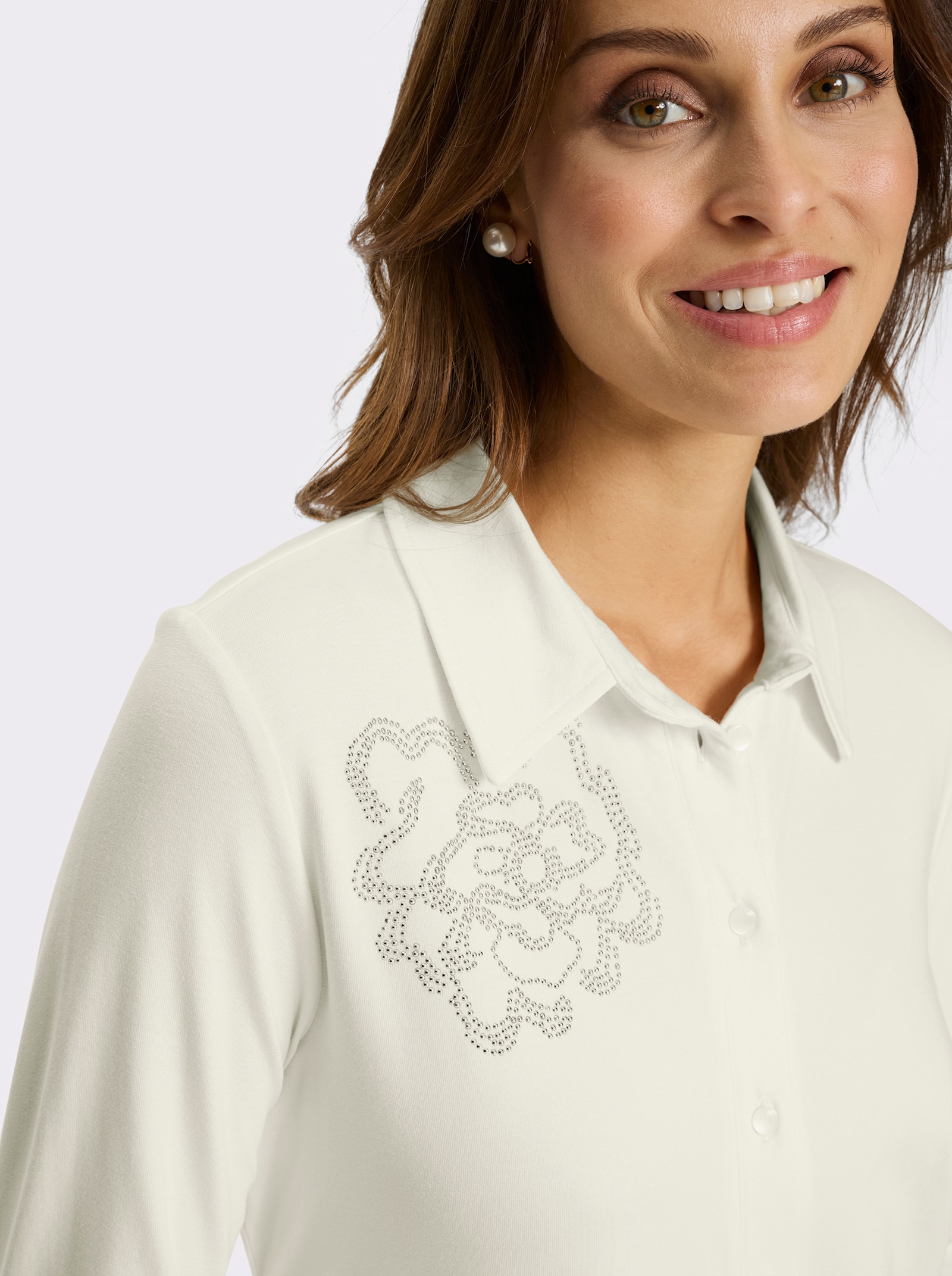 Jersey-Bluse - champagner