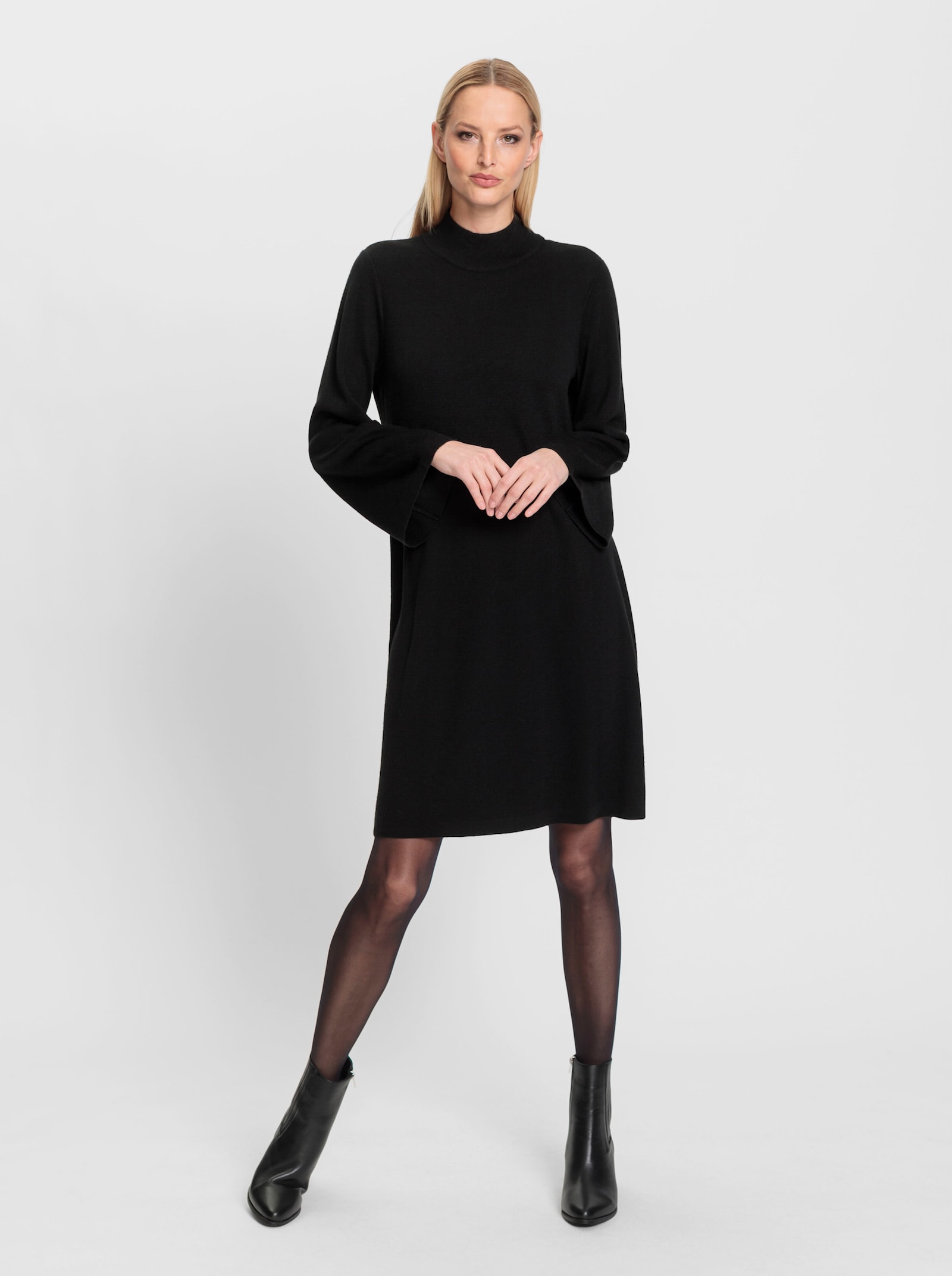 heine Robe en tricot à col montant - noir