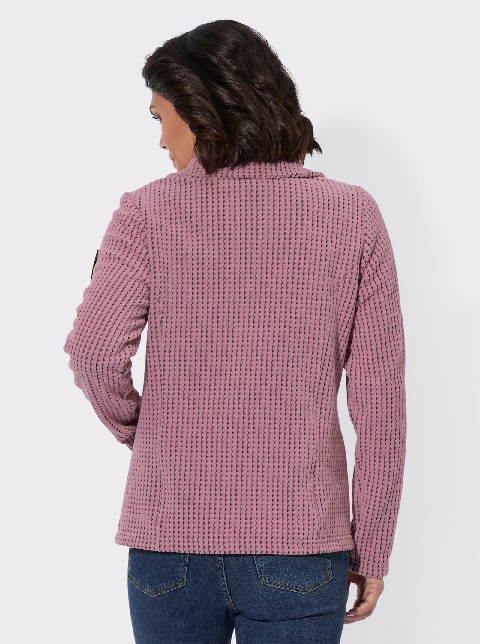 Fleecejacke im Jacquard-Dessin - altrosa-schwarz