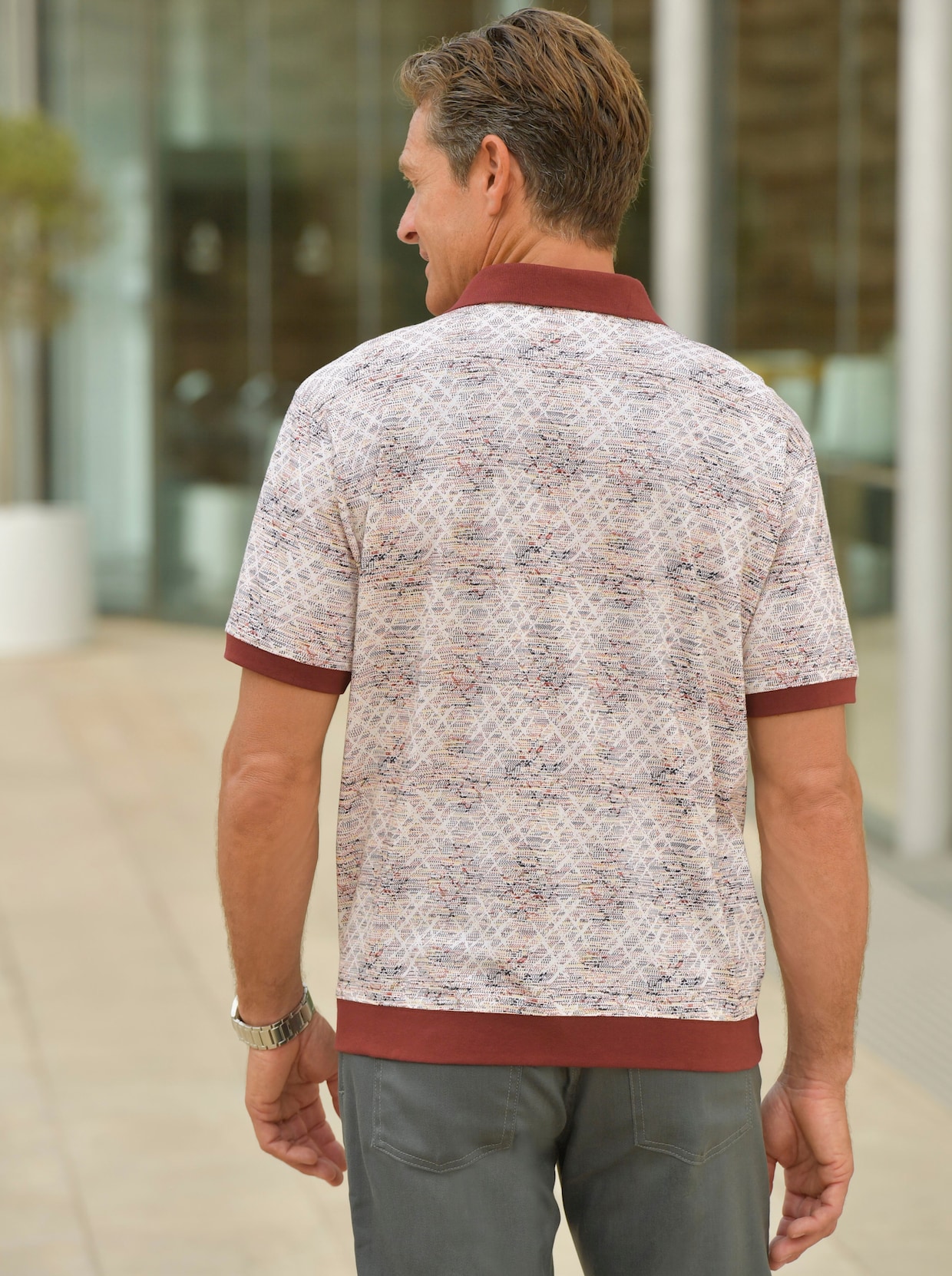 Marco Donati Poloshirt met korte mouwen - terra geprint