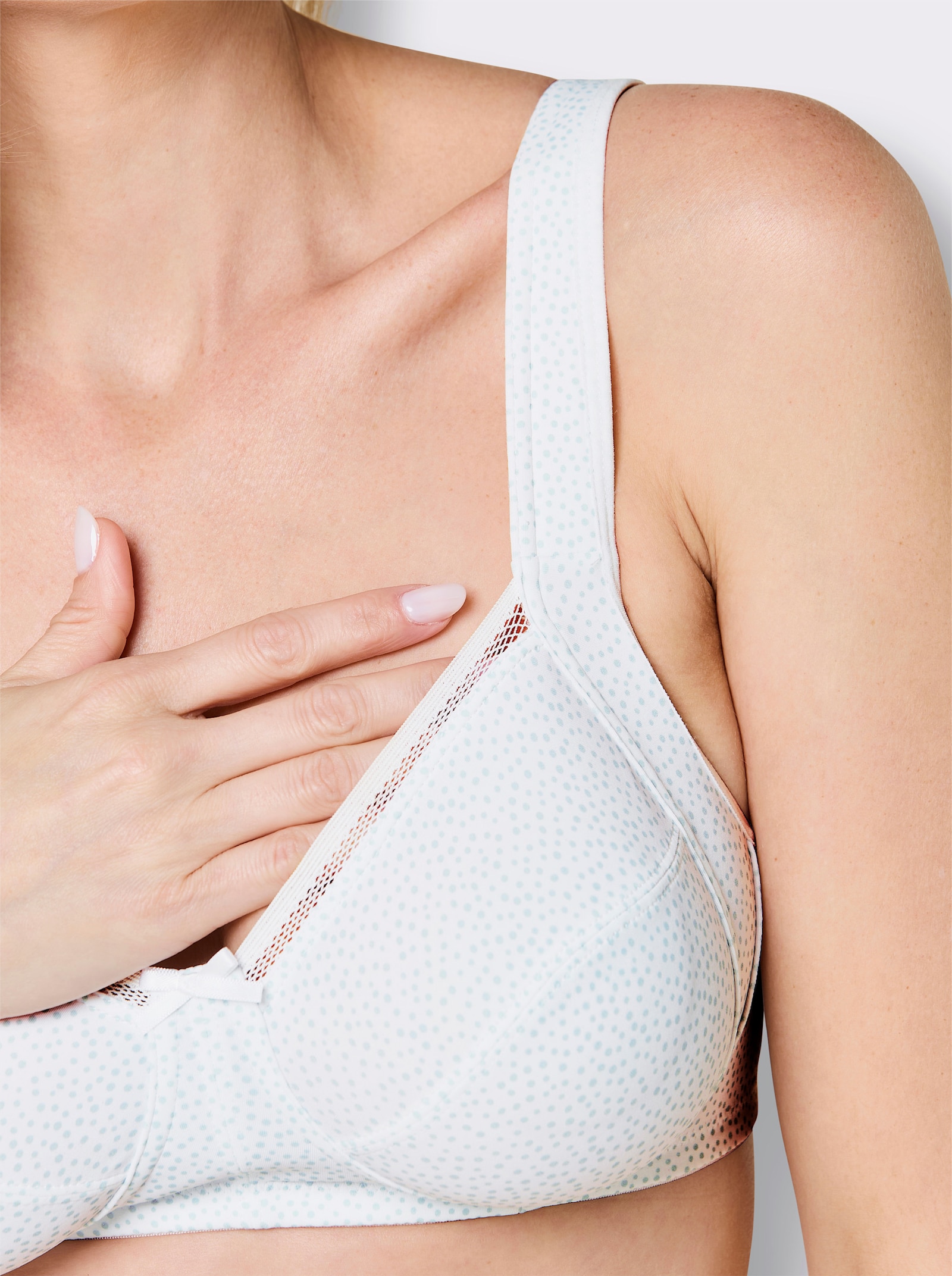 wäschepur Komfort-BH ohne Bügel - weiß-mint-bedruckt