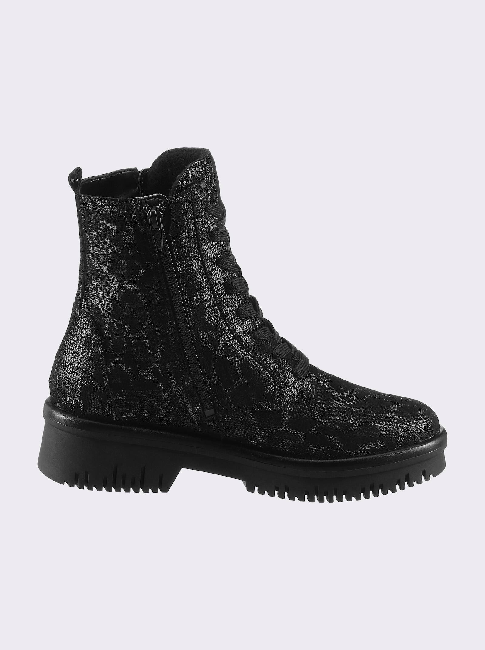 Waldläufer Stiefel mit Innenfutter - schwarz-meliert