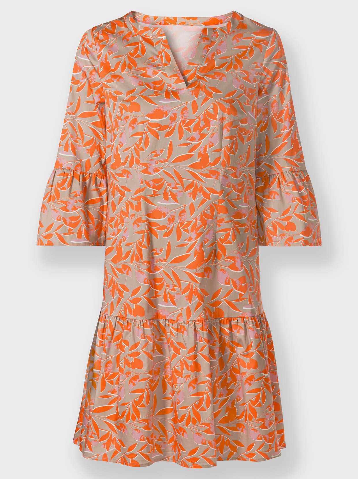 heine Druck-Kleid - beige-orange-bedruckt