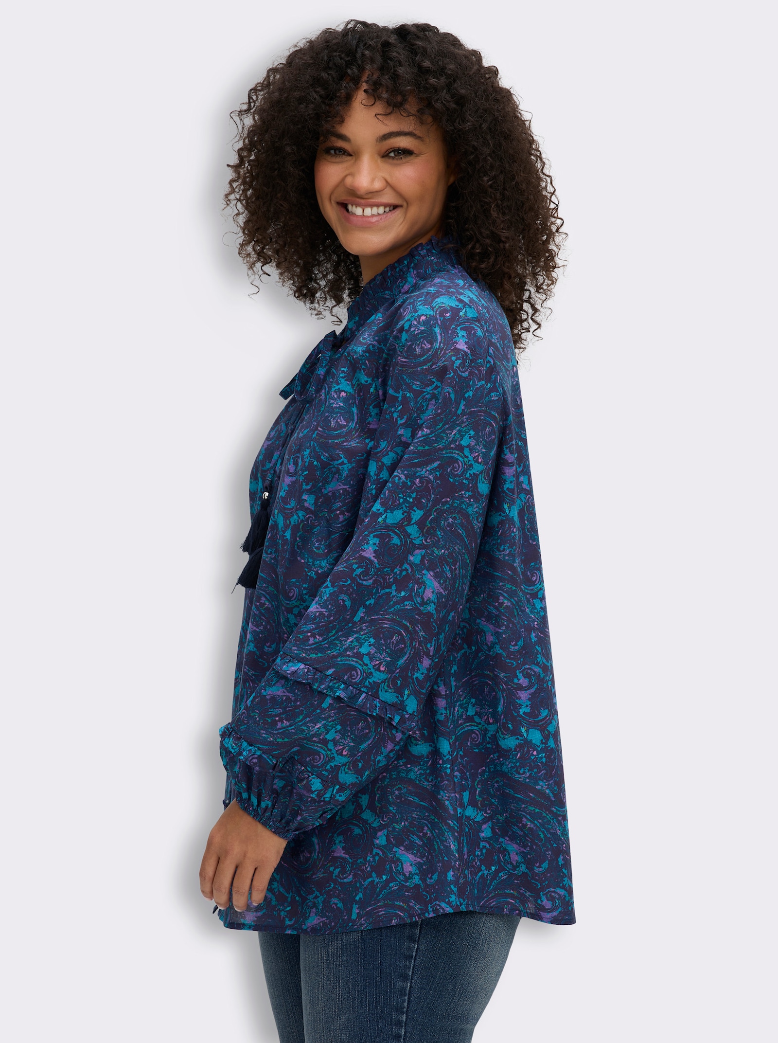 sheego by Joe Browns Langarmbluse mit Paisleymuster - aubergine-lavendel-gemustert