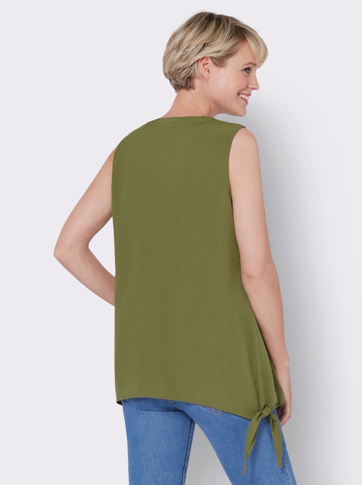 Mouwloze blouse - olijf