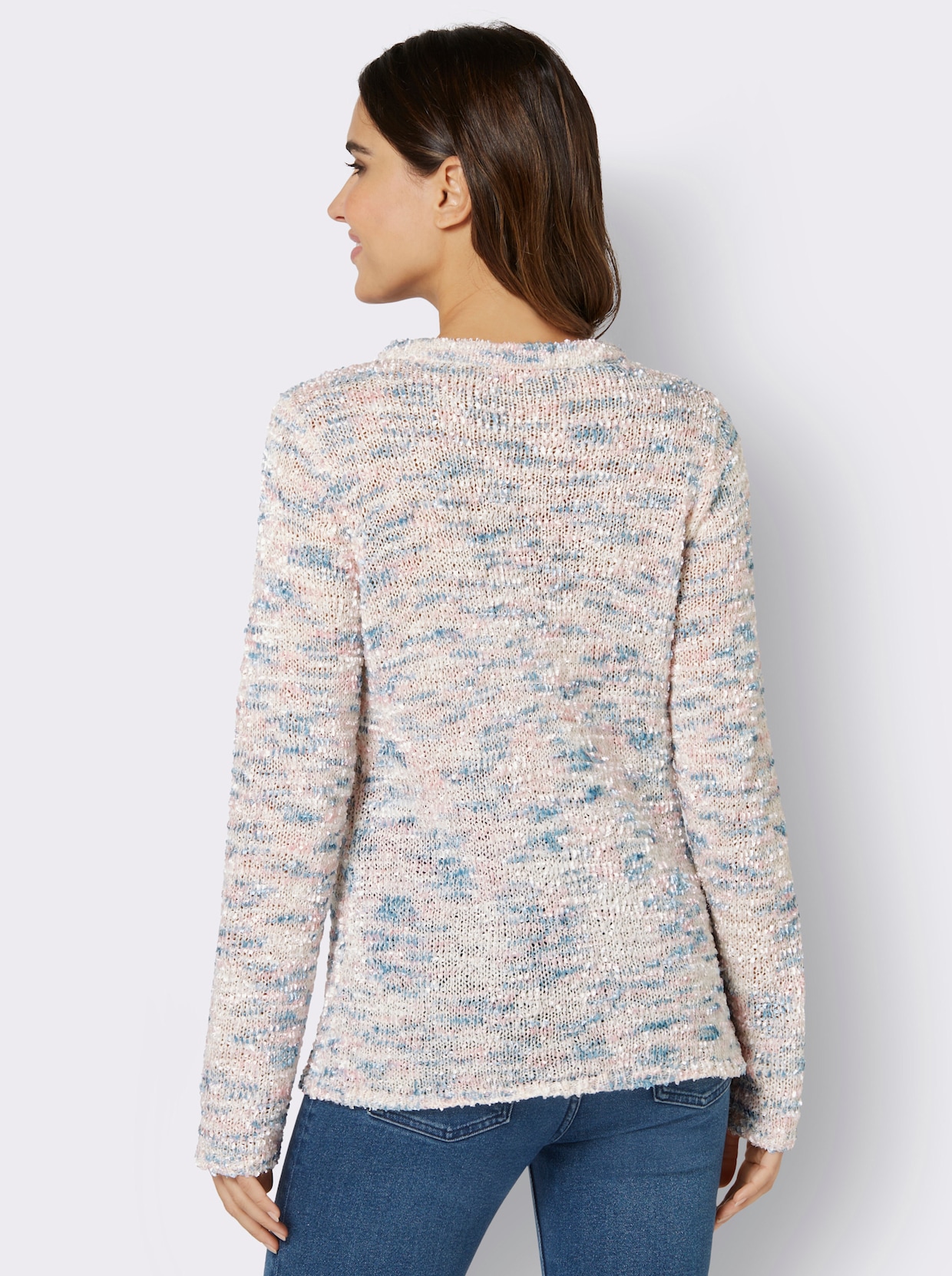 Pullover met ronde hals - champagne/poudre gedessineerd