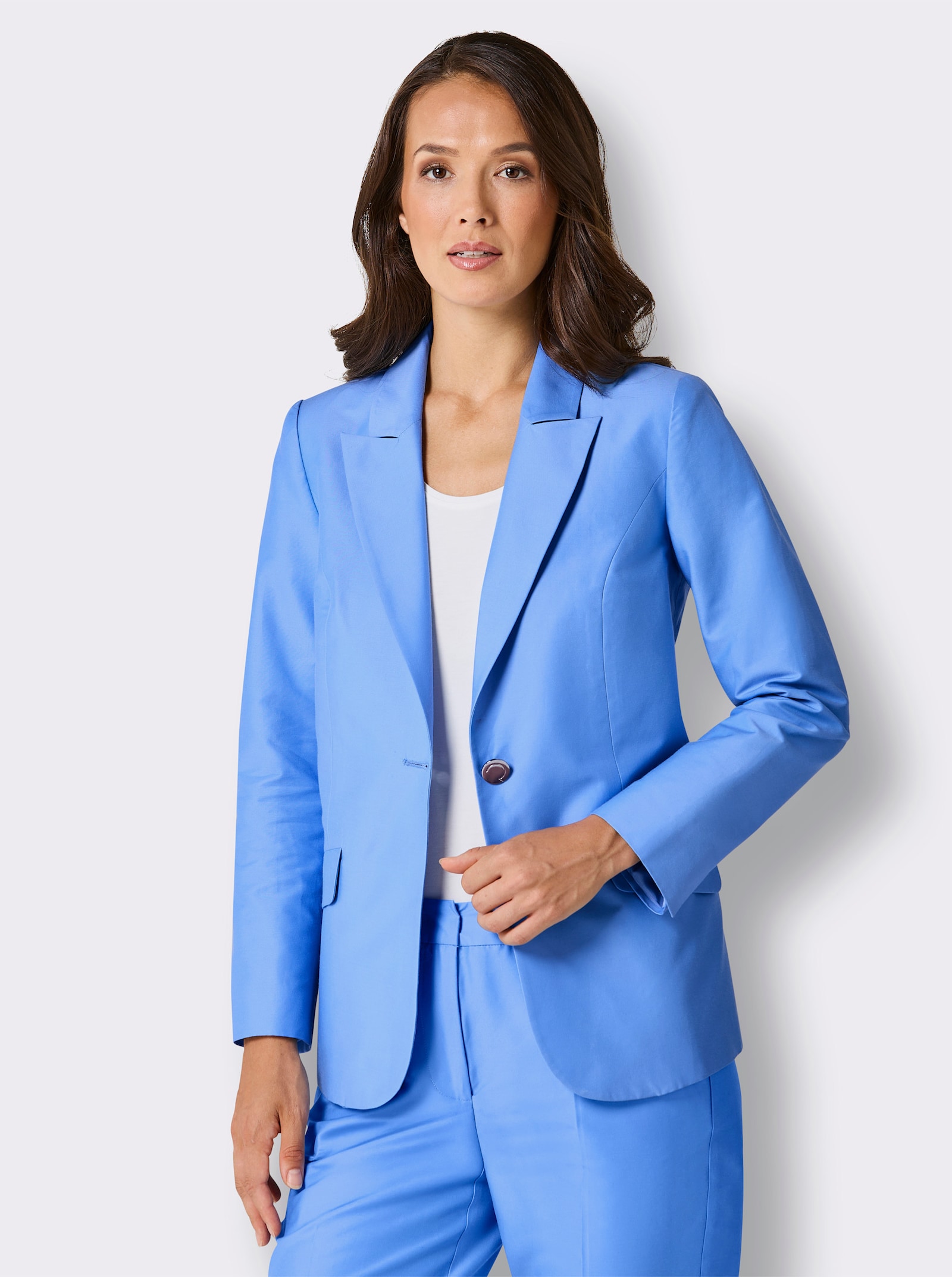 CREATION L PREMIUM Blazer in Baumwoll-Seiden-Mischung - himmelblau