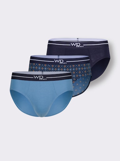 wäschepur men Slip - marine-mittelblau-bedruckt + marine + hellblau