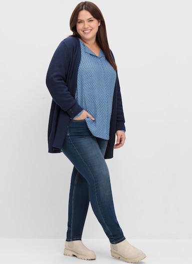 sheego Druckbluse - tiefblau-gemustert