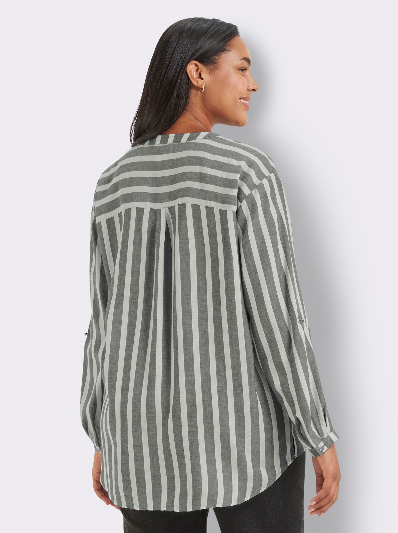 Gestreifte Bluse - weiß-grau-gestreift