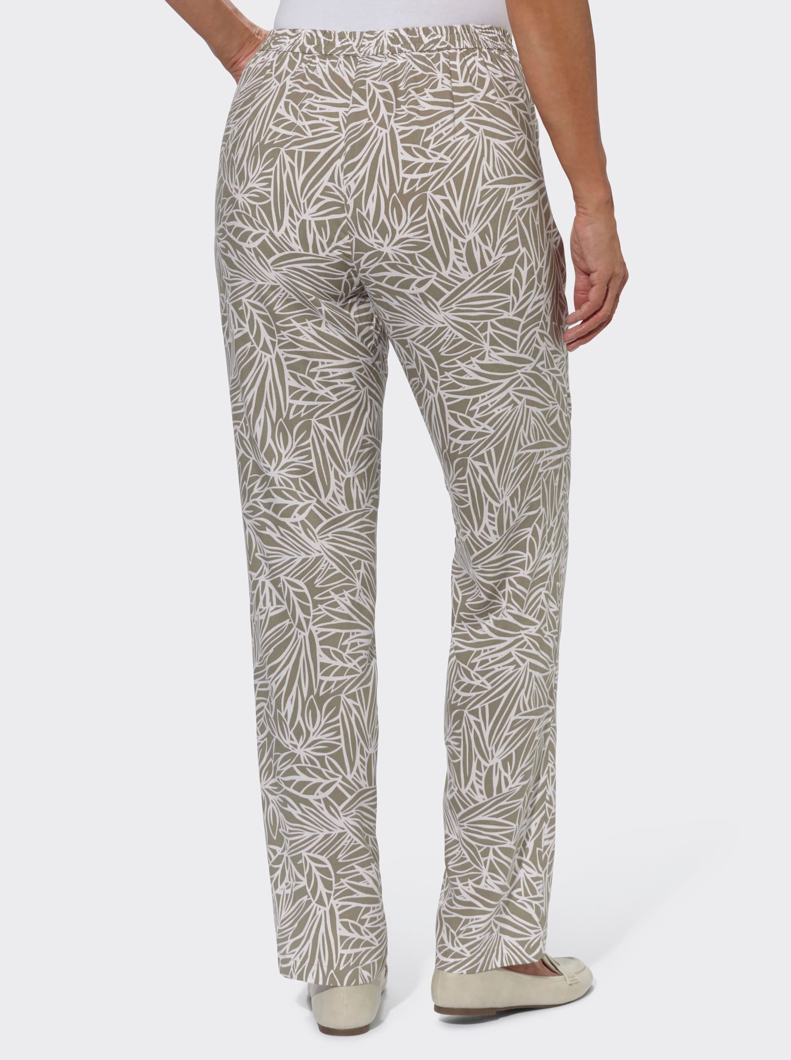 Schlupfhose aus reiner Viskose - schlamm-ecru-bedruckt