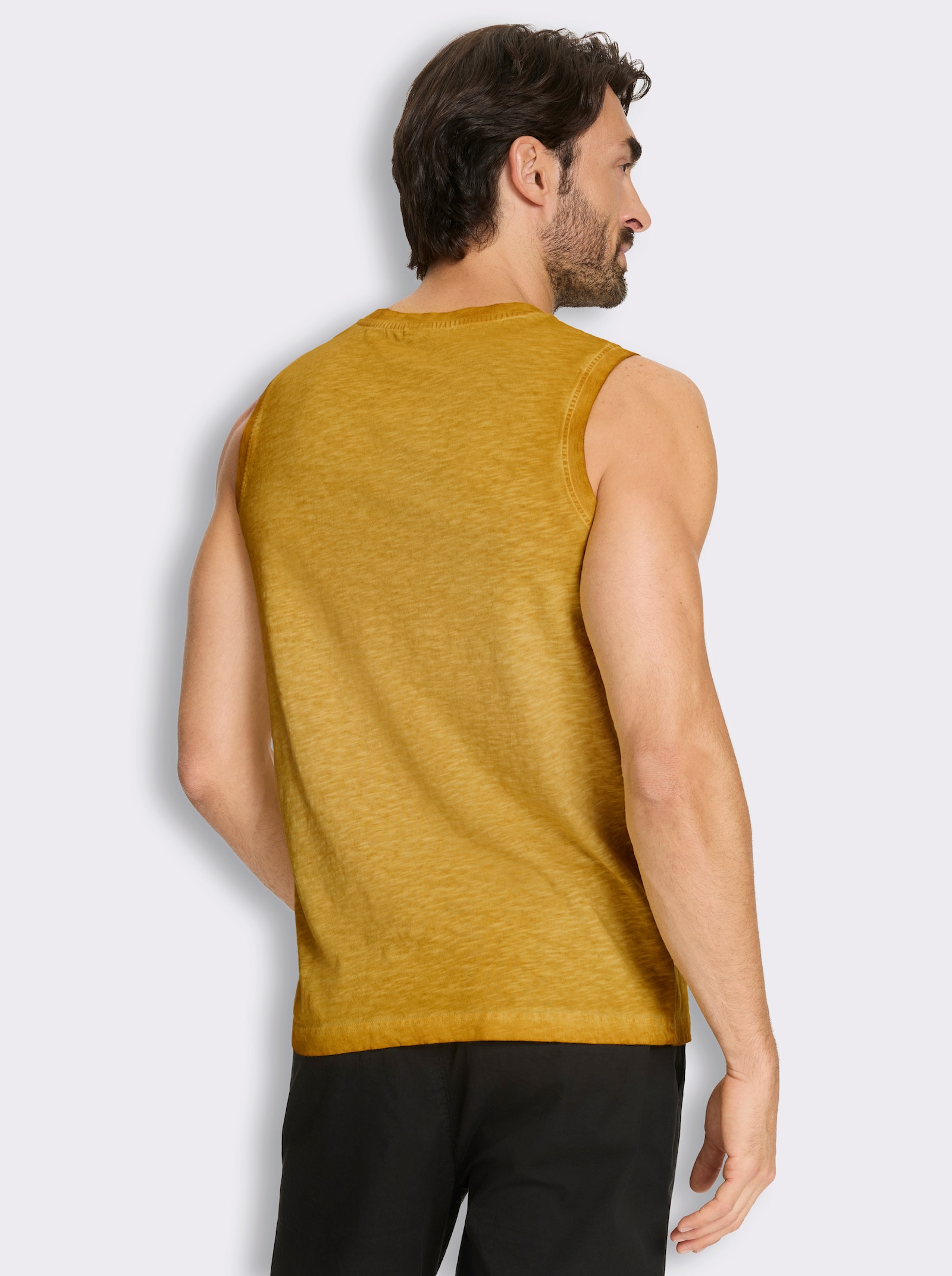 V-Shirt ärmellos, aus Baumwolle - ocker