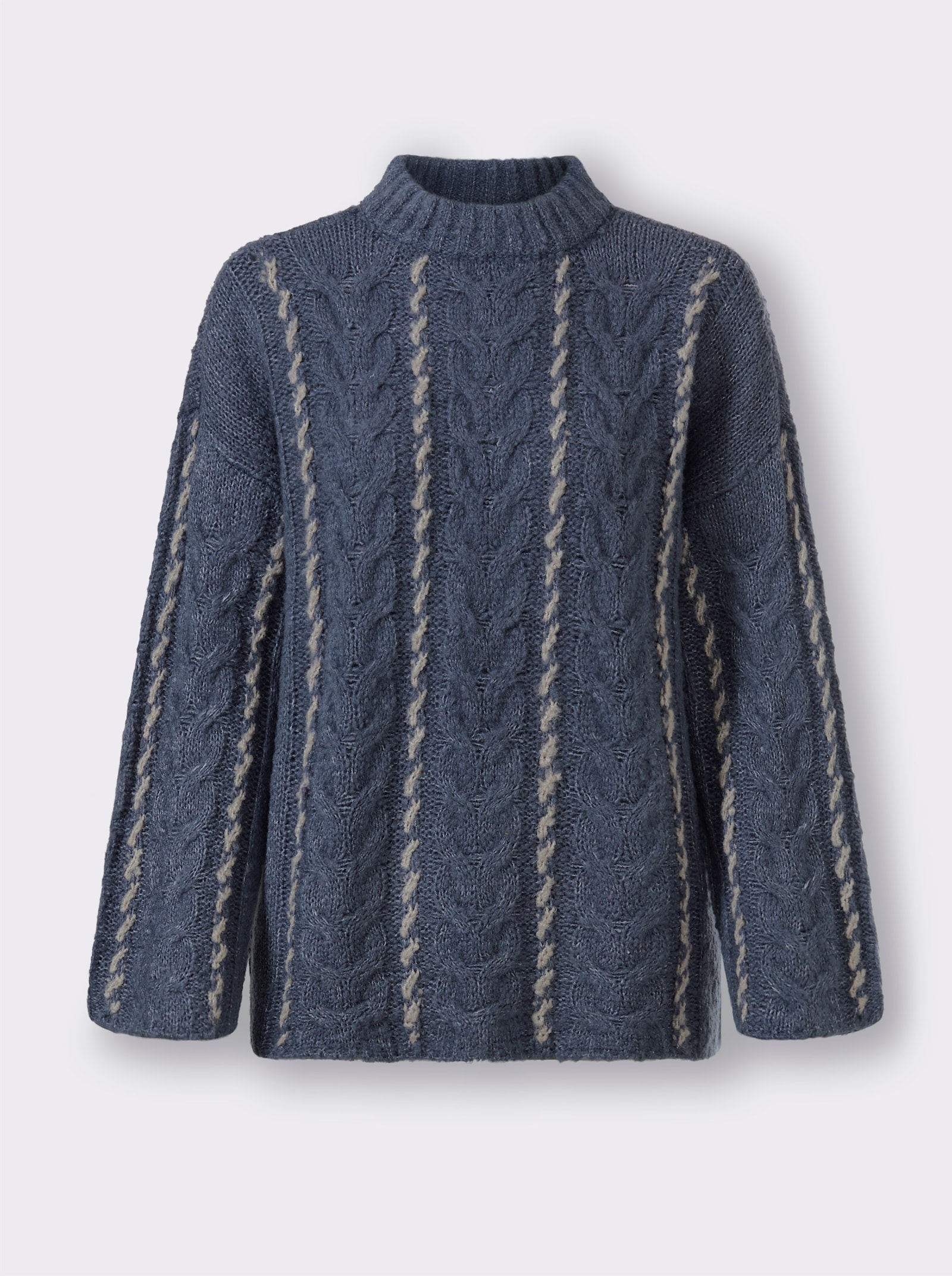heine Strickpullover mit Zopfmuster - rauchblau