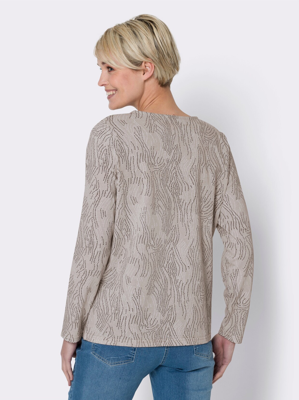 Rundhalsshirt - sand-bedruckt